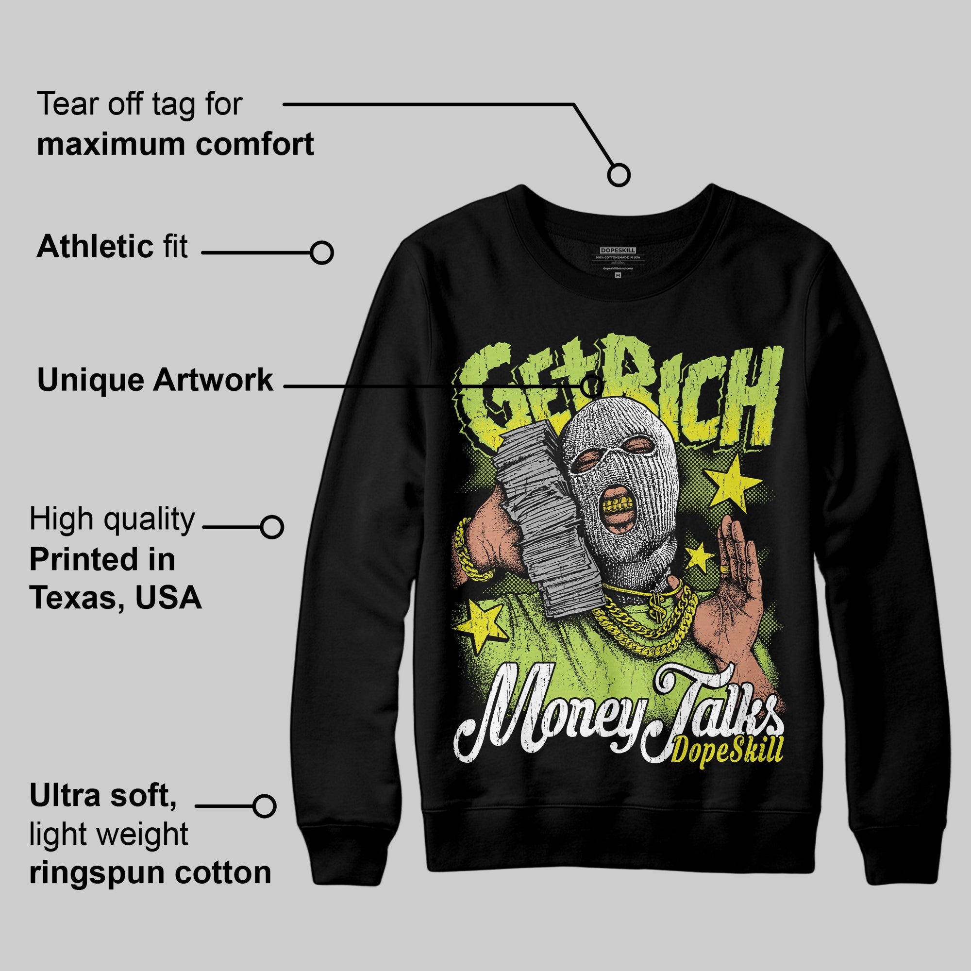 Bright Cactus 13s superstreetwear Sweatshirt Get Rich Graphic