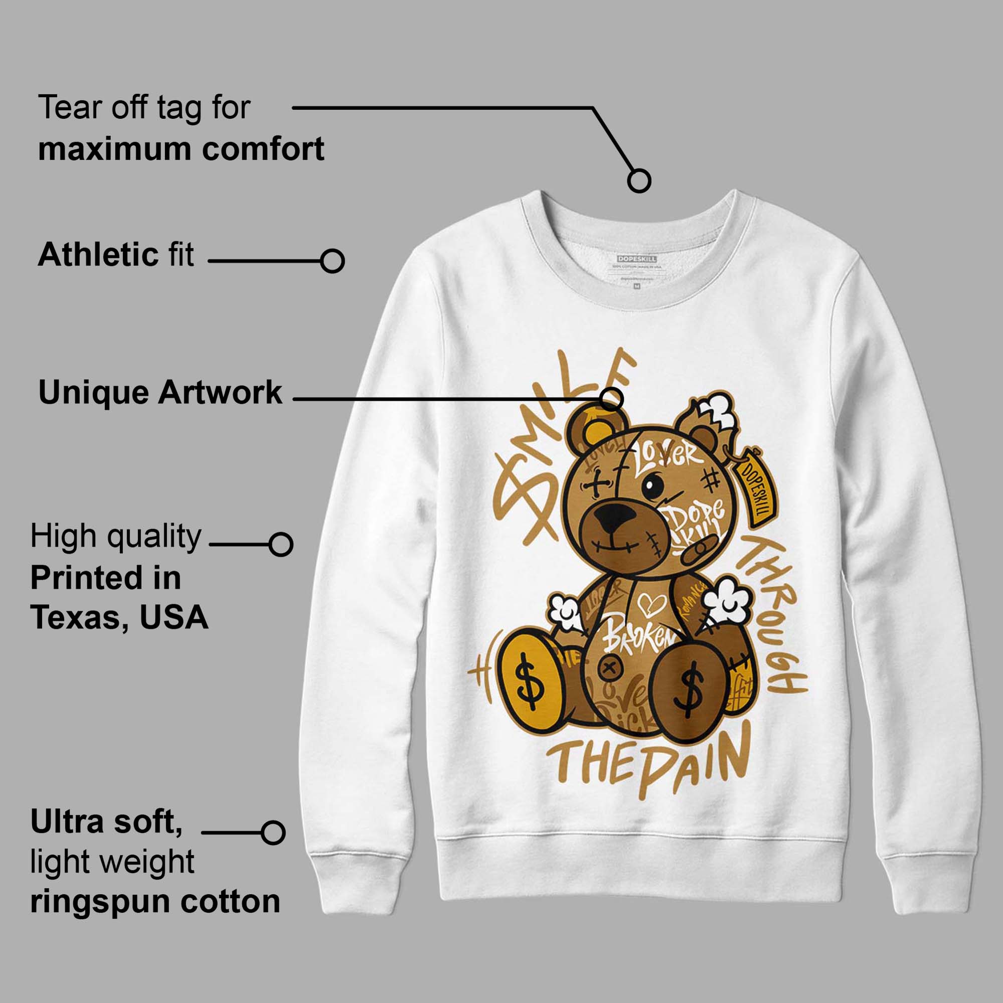 Wheat 13s superstreetwear Sweatshirt Smile Through The Pain Graphic