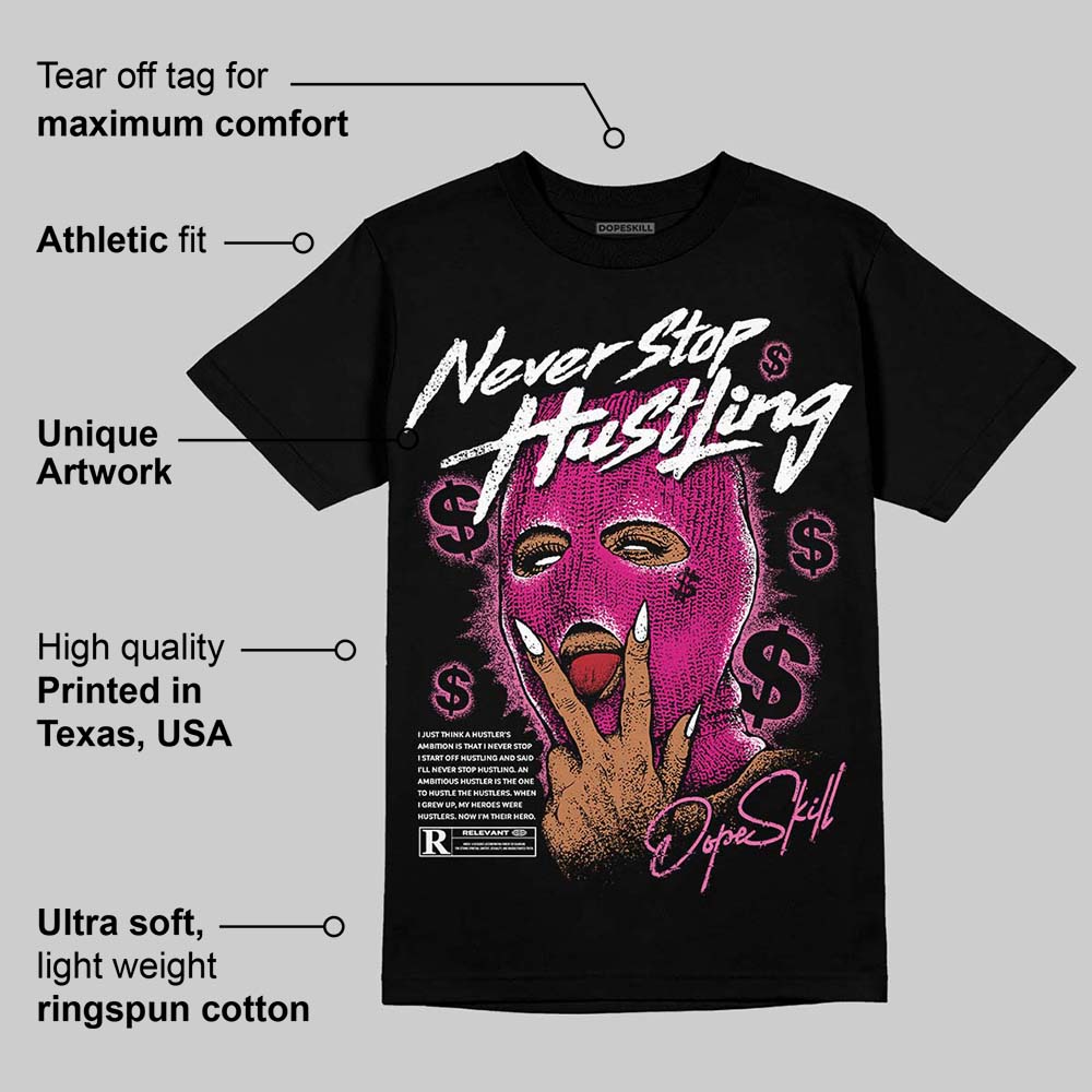 Rick RO Pink Leather Sneakers superstreetwear T-Shirt Never Stop Hustling Graphic