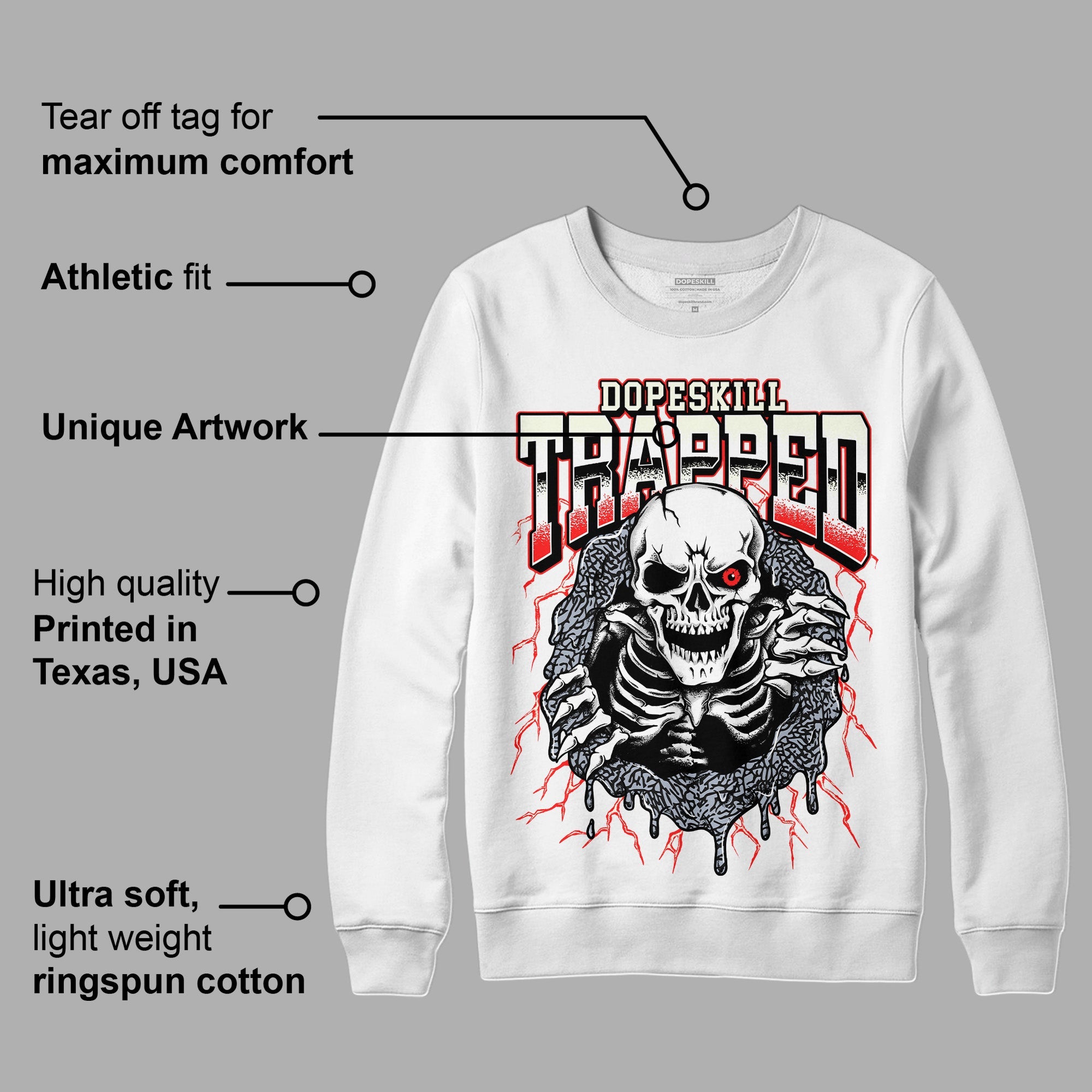 White Cement Reimagined 3s superstreetwear Sweatshirt Trapped Halloween Graphic