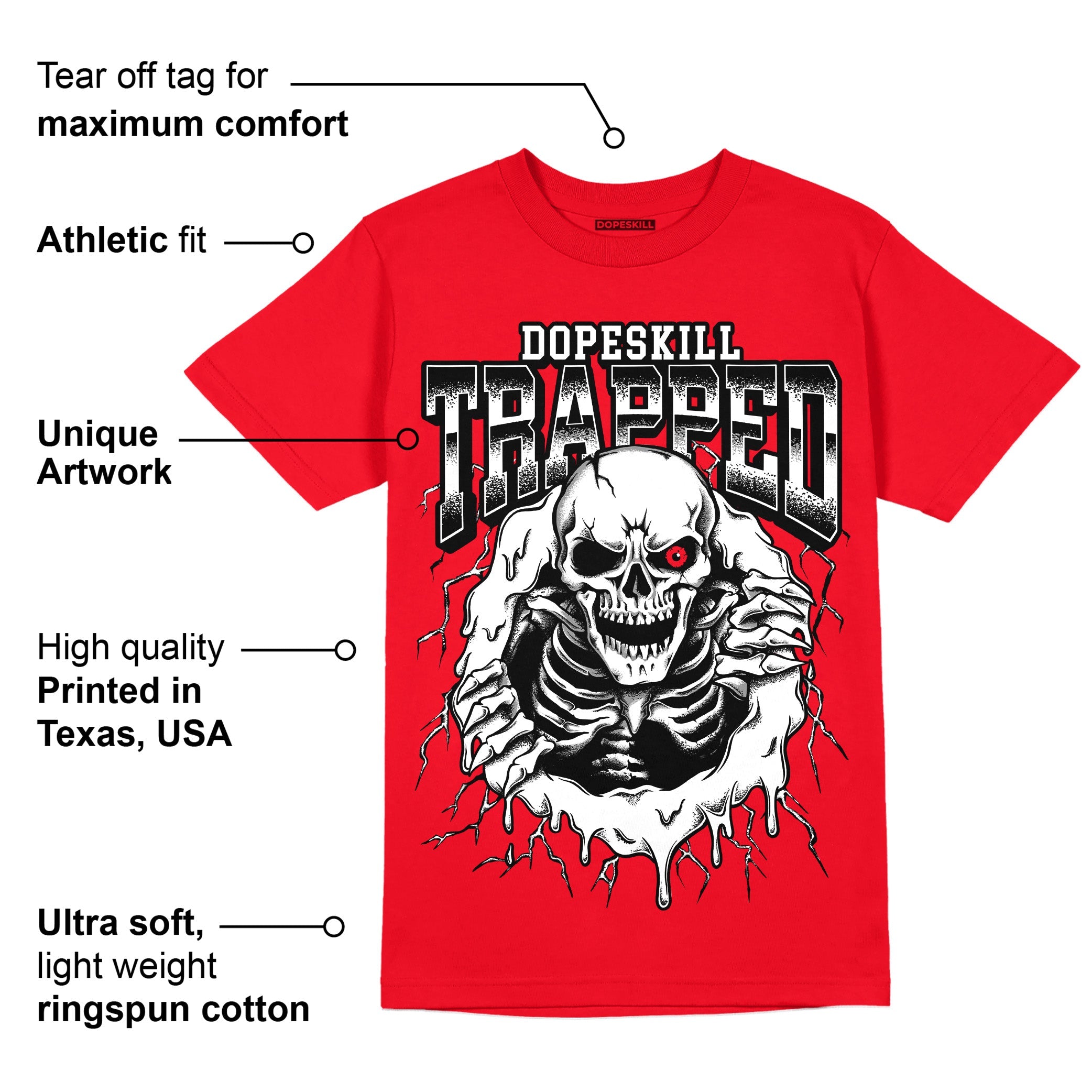 AJ 4 Red Thunder superstreetwear Red T-shirt Trapped Halloween Graphic