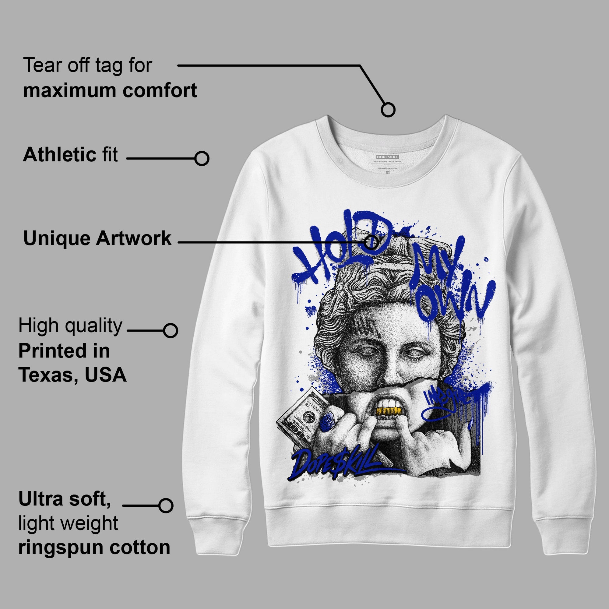 Racer Blue White Dunk Low superstreetwear Sweatshirt Hold My Own Graphic