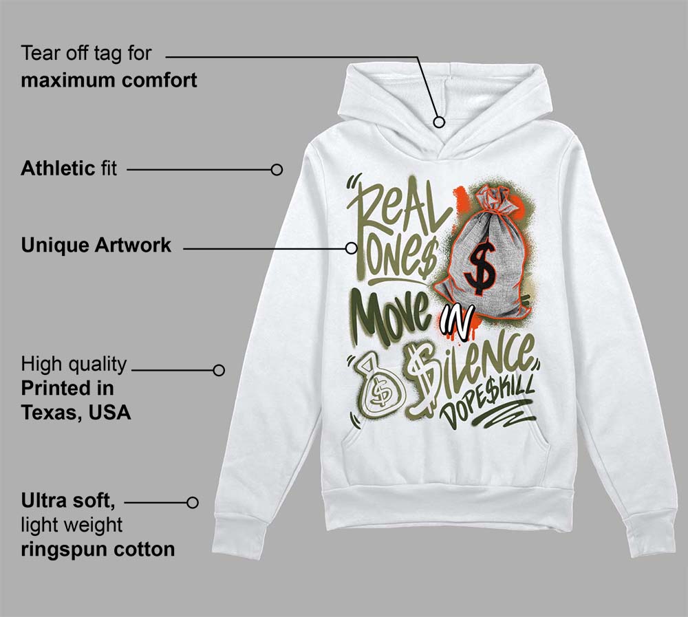 Olive Collection superstreetwear Hoodie Sweatshirt Real Ones Move In Silence Graphic