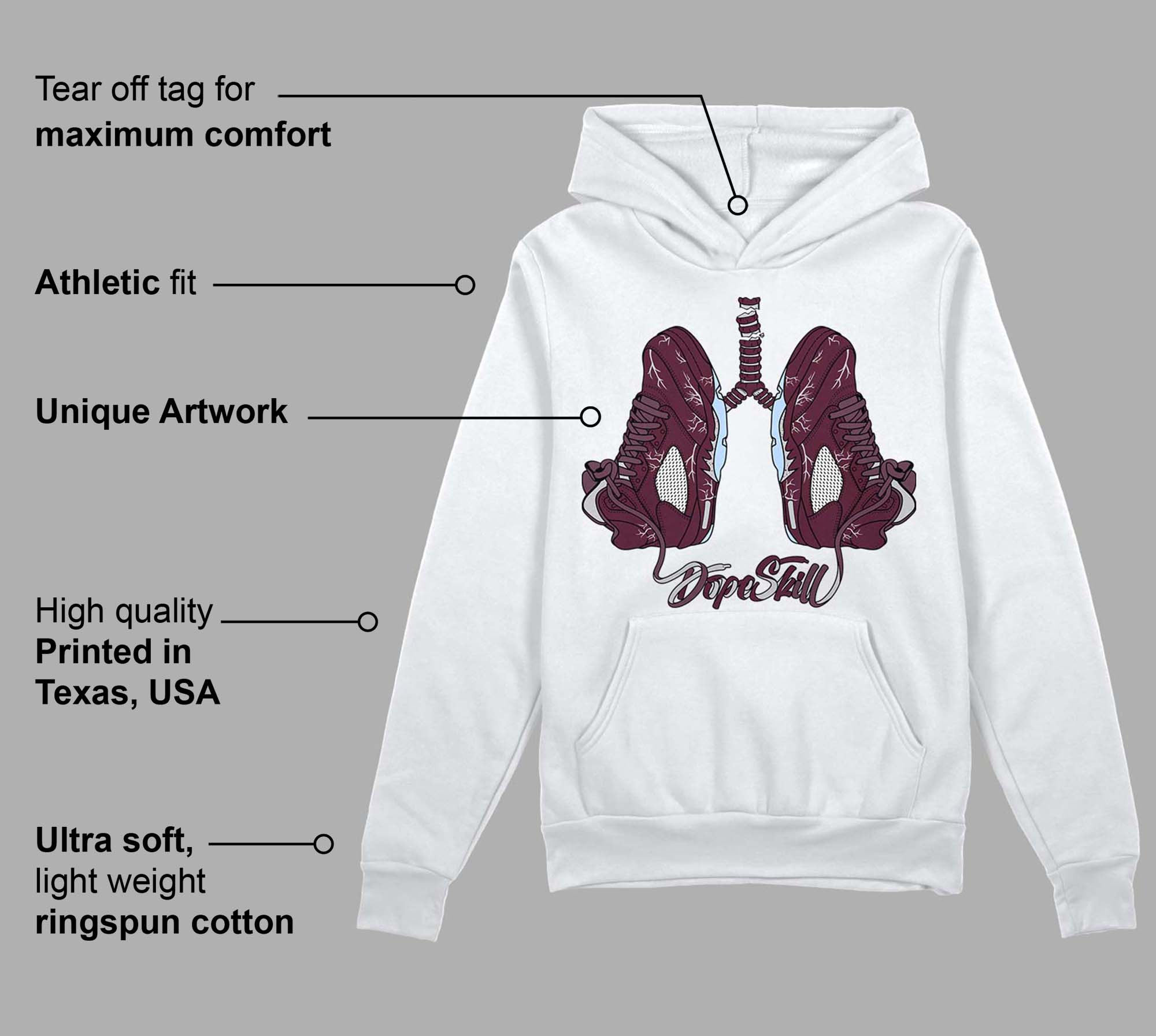 Burgundy 5s superstreetwear Hoodie Sweatshirt Breathe Graphic