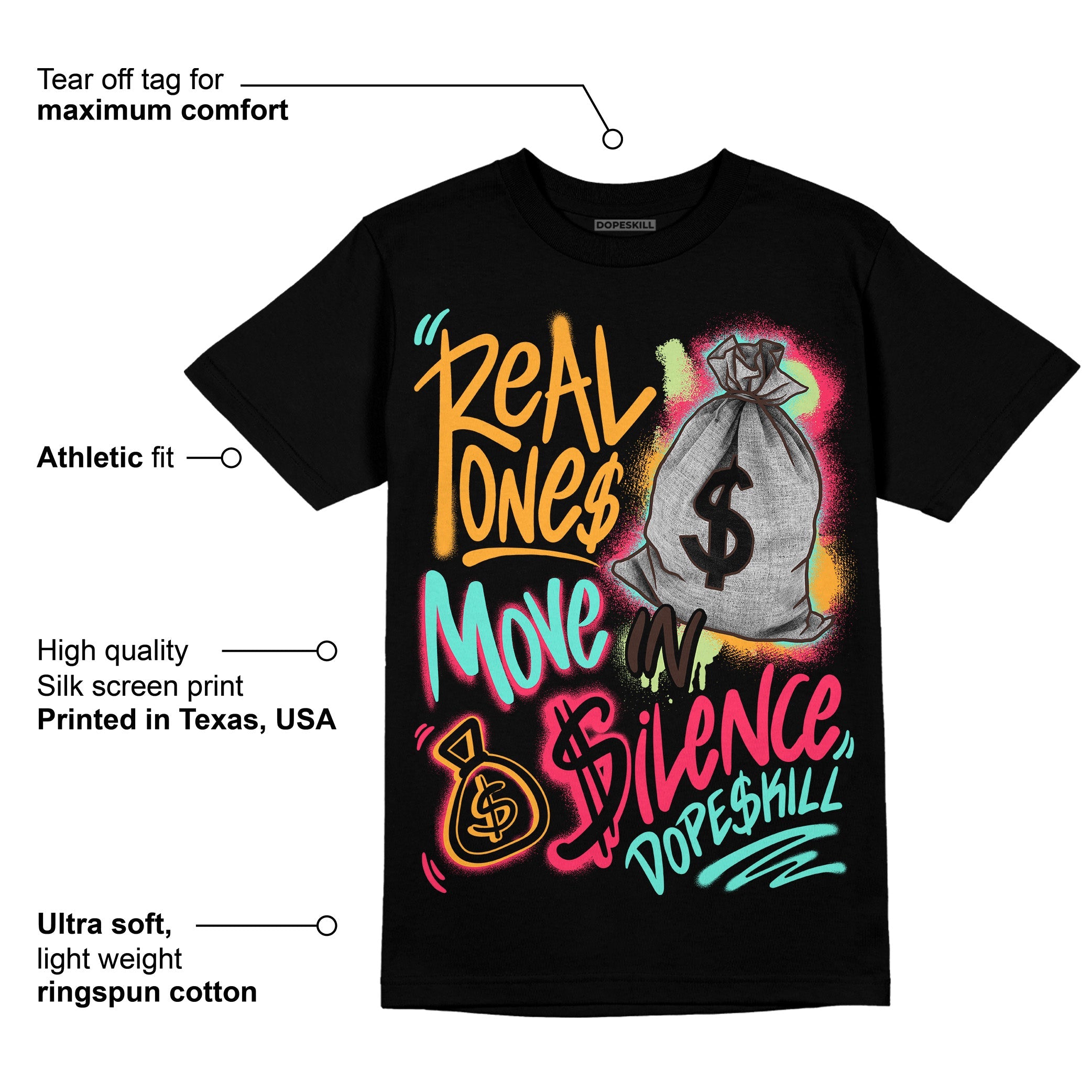 AJ 1 High OG Bio Hack superstreetwear T-Shirt Real Ones Move In Silence Graphic
