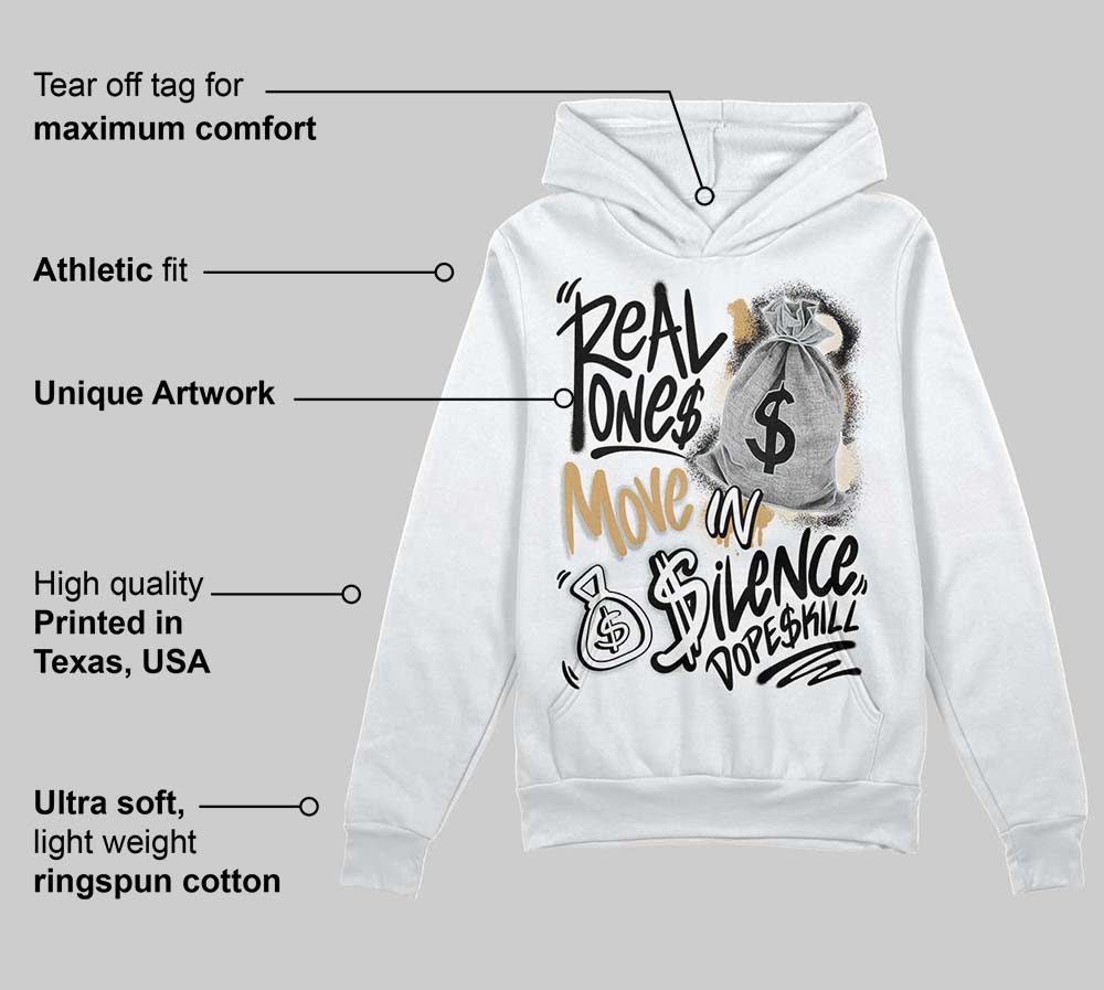 Reverse Metallic 5s superstreetwear Hoodie Sweatshirt Real Ones Move In Silence Graphic