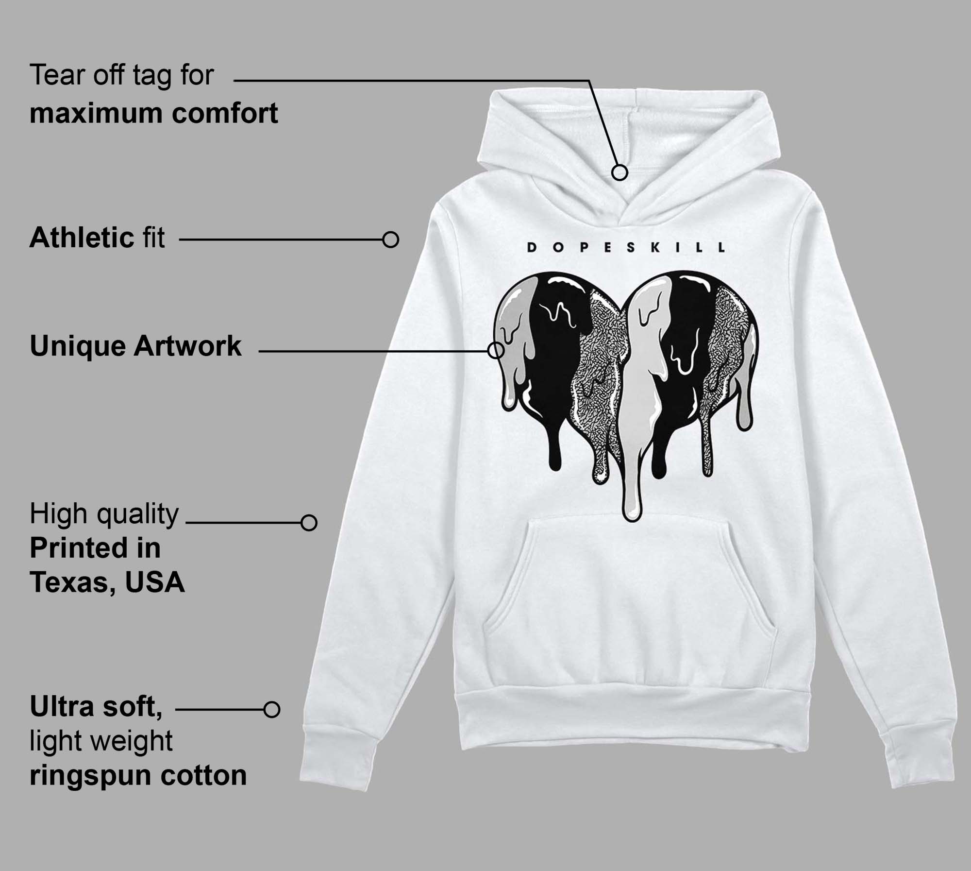 Off Noir 3s superstreetwear Hoodie Sweatshirt Slime Drip Heart Graphic