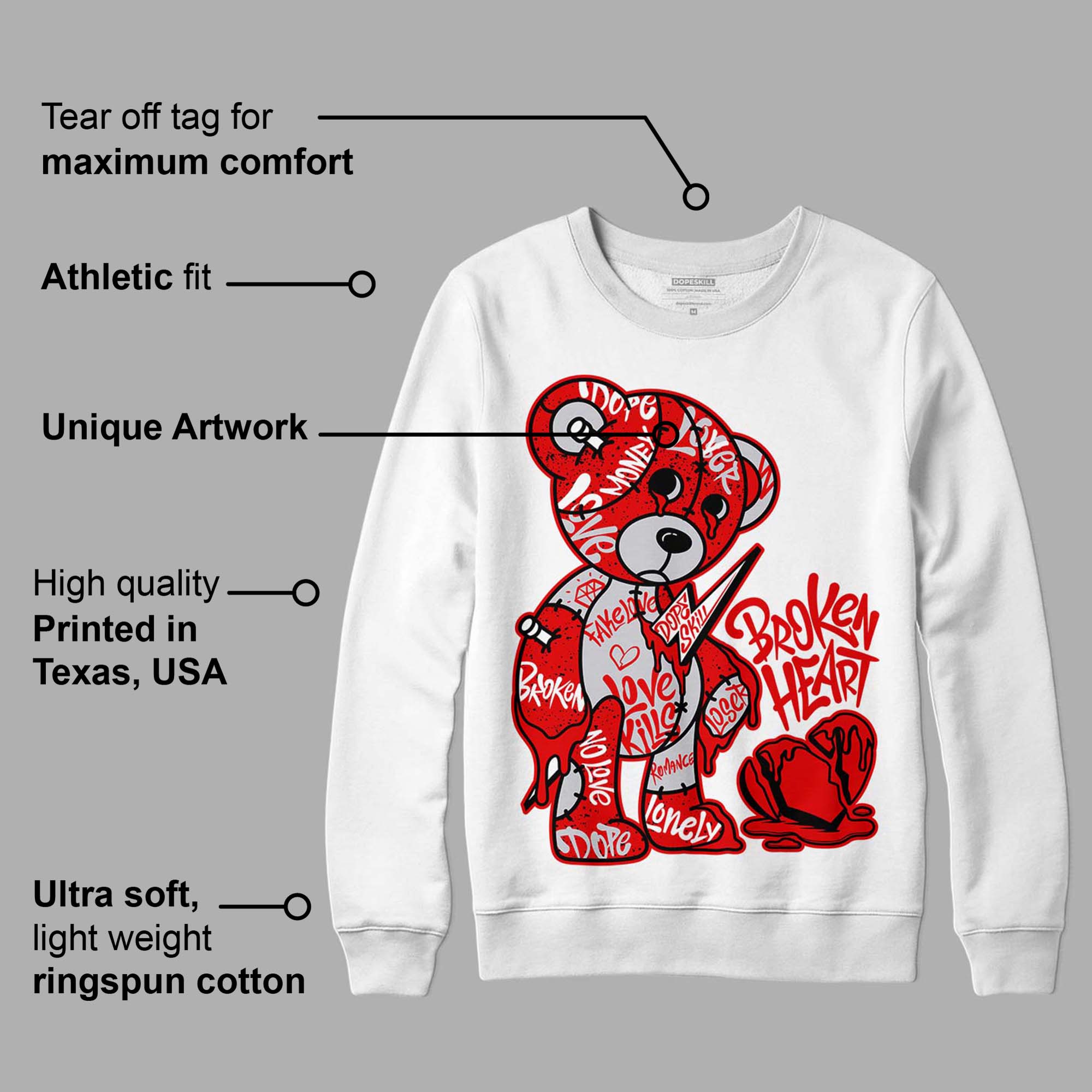 Red Cement 4S superstreetwear Sweatshirt Broken Heart Graphic