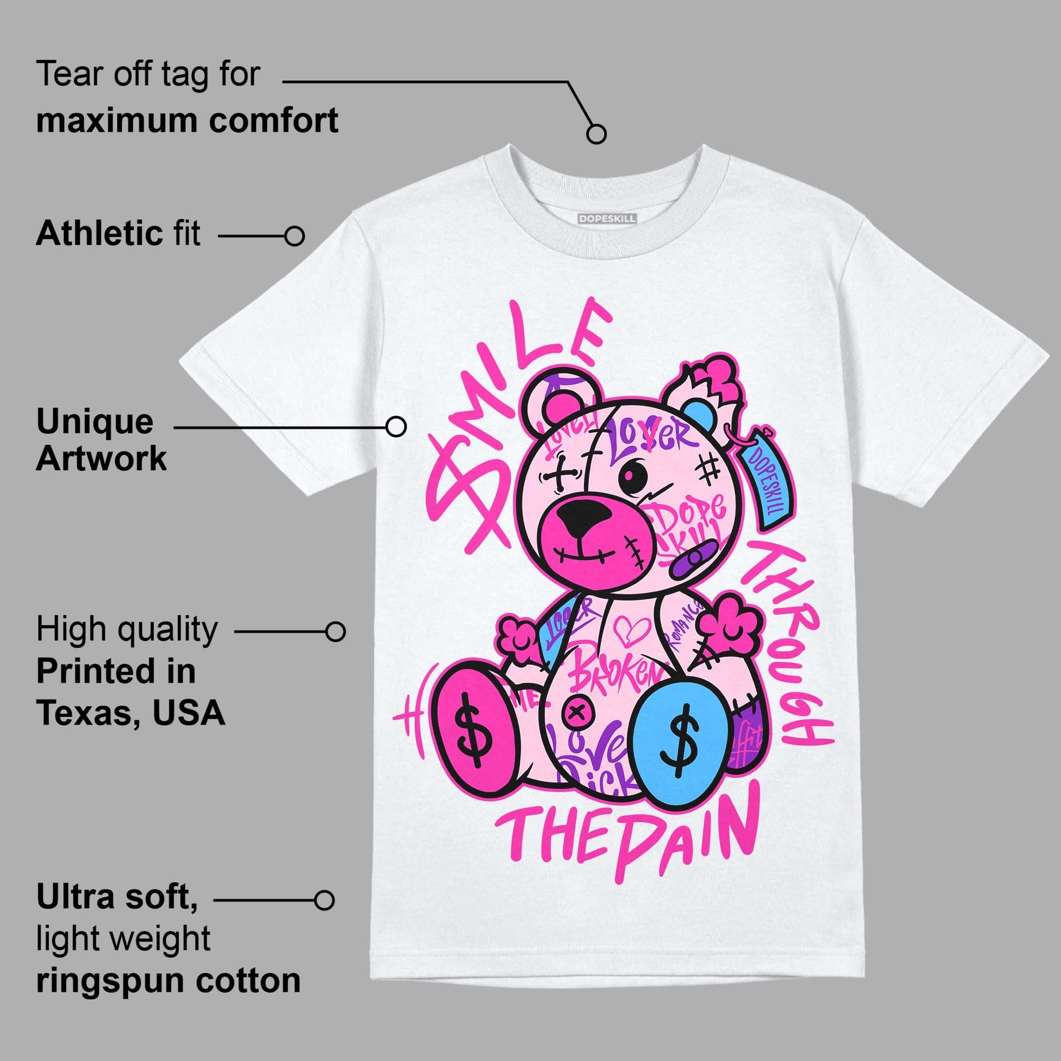 Triple Pink Dunk Low superstreetwear T-Shirt Smile Through The Pain Graphic