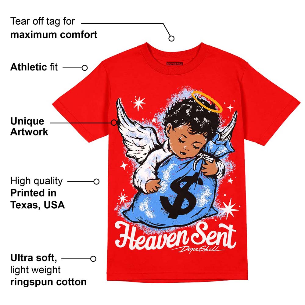 Cherry 11s superstreetwear Varsity Red T-shirt Heaven Sent Graphic