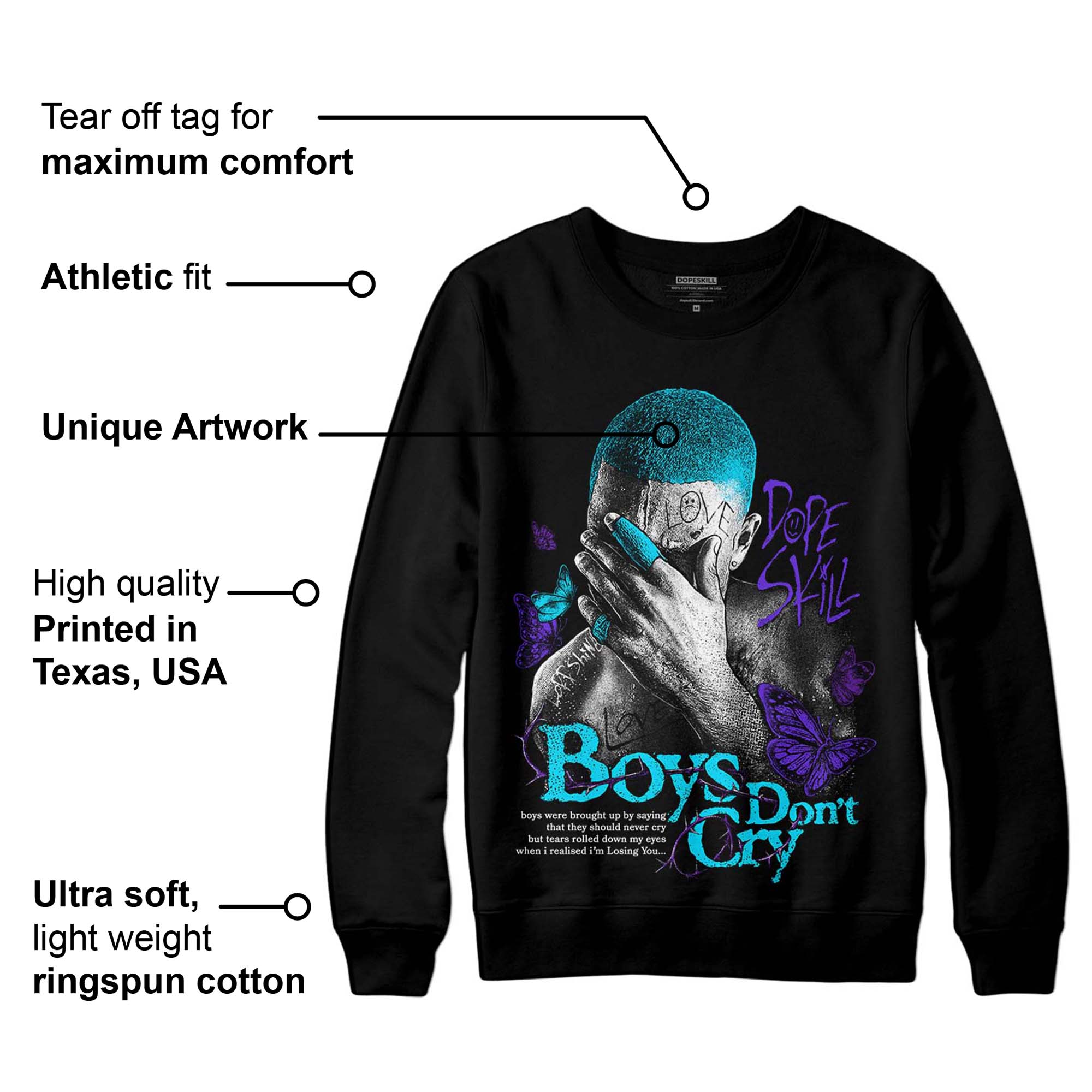 Aqua 6s superstreetwear Sweatshirt Boys Don't Cry Graphic