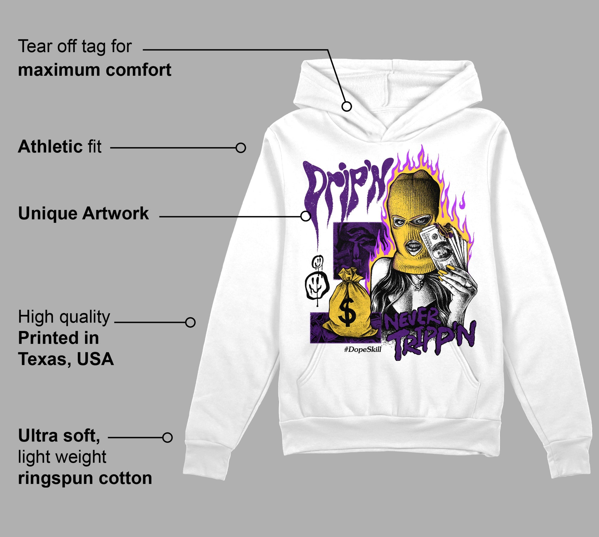 Field Purple 12s superstreetwear Hoodie Sweatshirt Drip'n Never Tripp'n Graphic