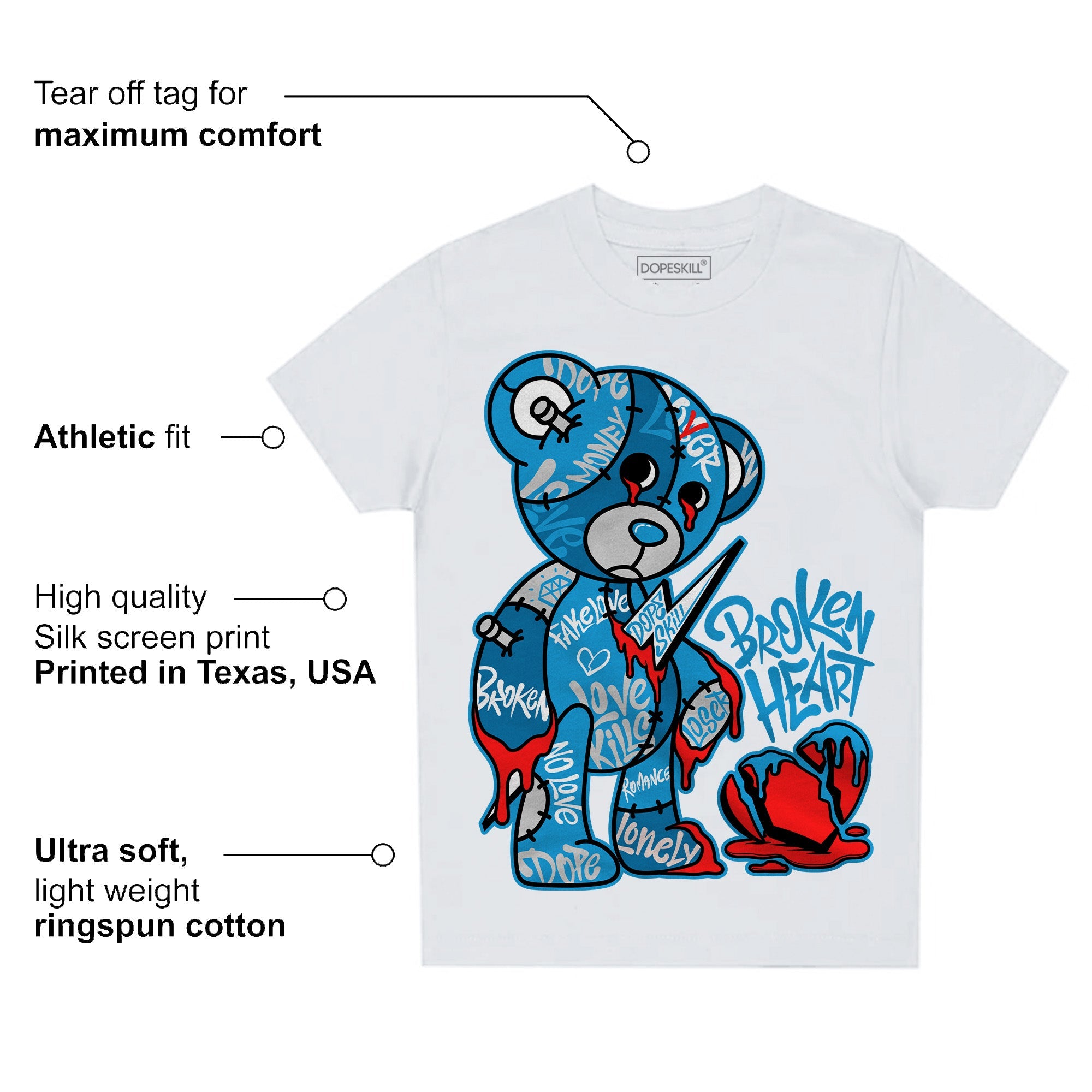 Military Blue 4s superstreetwear Toddler Kids T-shirt Broken Heart Graphic