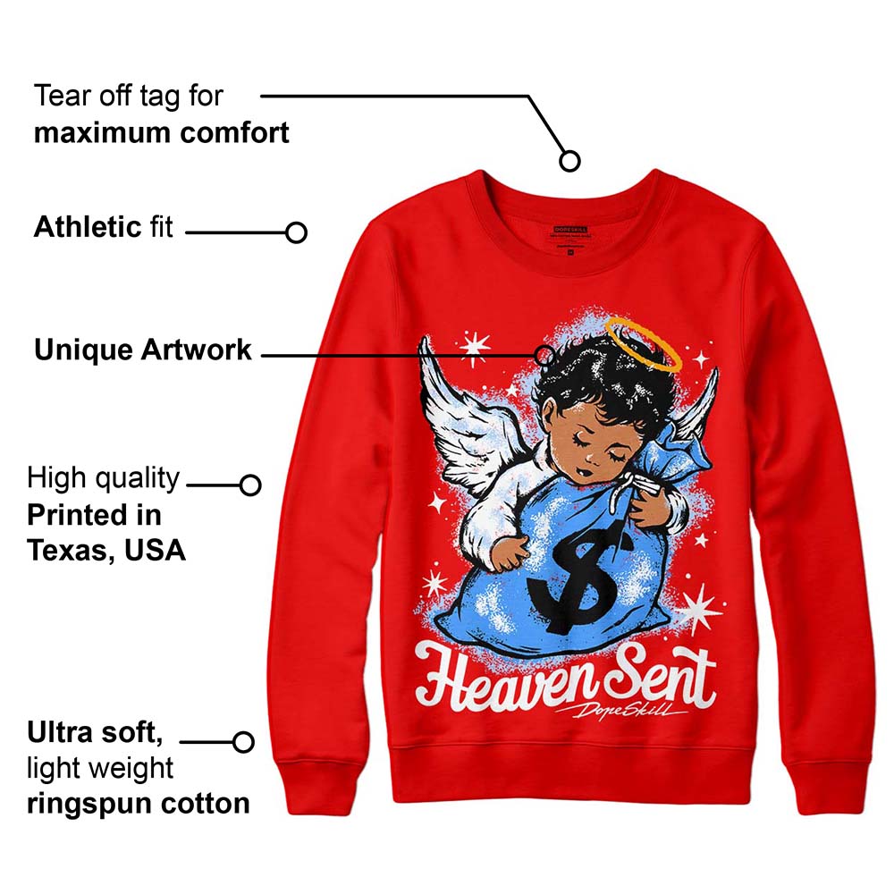 Cherry 11s superstreetwear Varsity Red Sweatshirt Heaven Sent Graphic