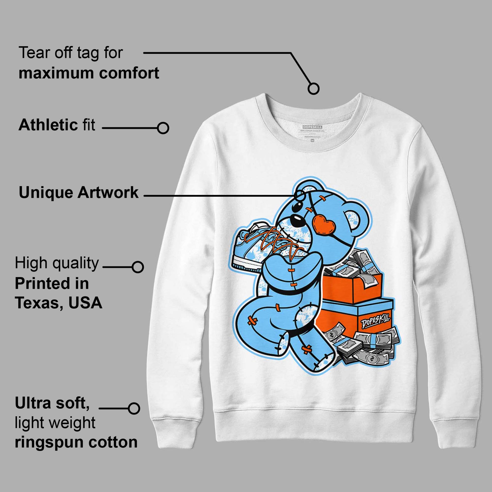 Dunk Low Futura University Blue superstreetwear Sweatshirt Bear Steals Sneaker Graphic
