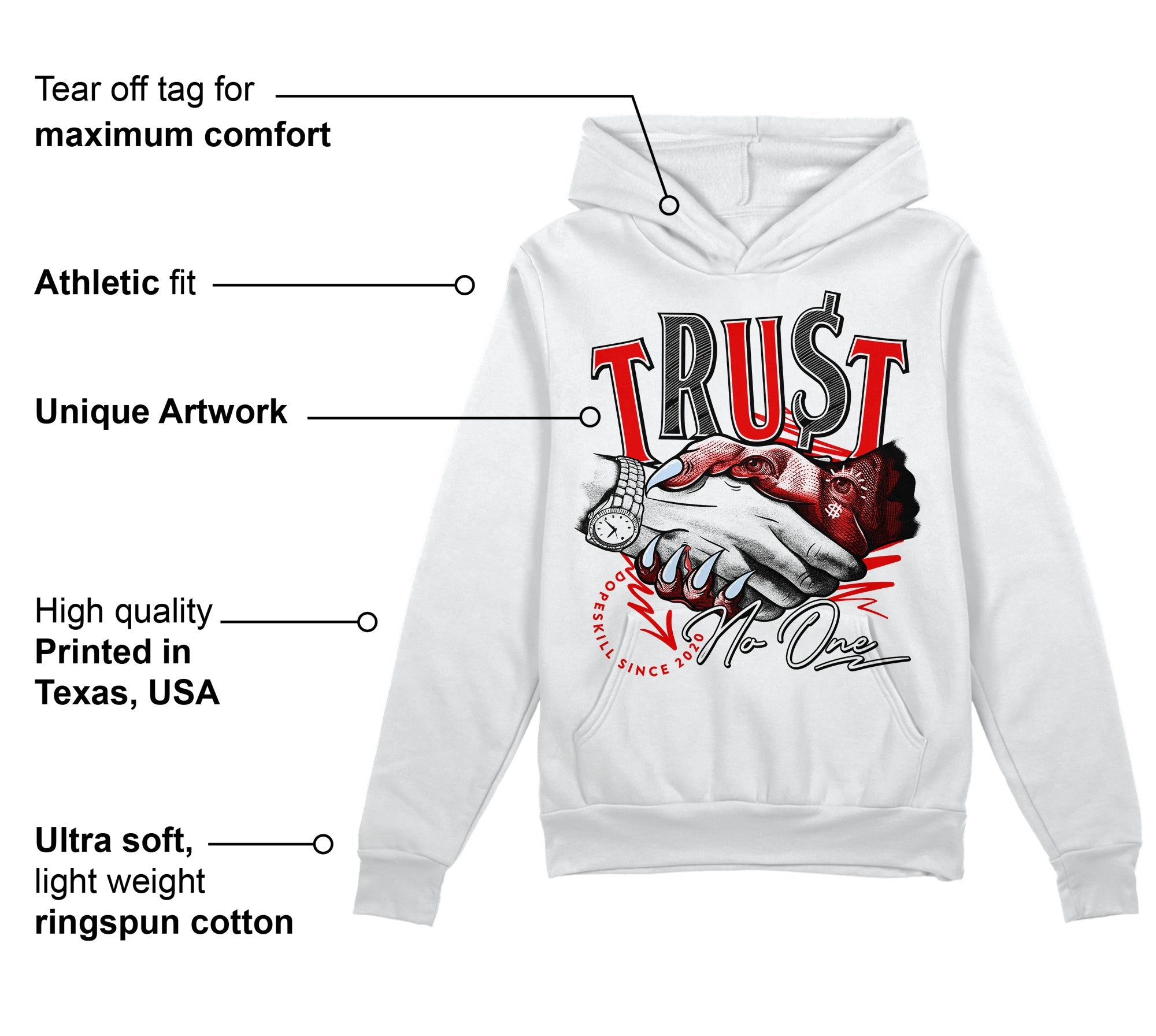 Cherry 11s superstreetwear Hoodie Sweatshirt Trust No One Graphic