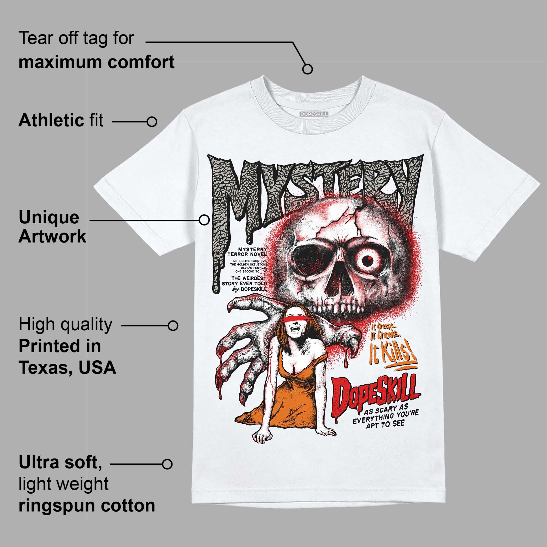 Fire Red 3s superstreetwear T-Shirt Mystery Ghostly Grasp Graphic