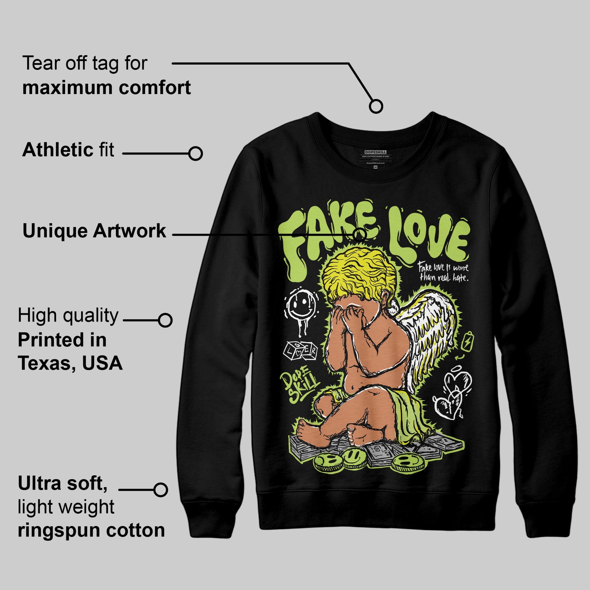 Bright Cactus 13s superstreetwear Sweatshirt False Love Graphic