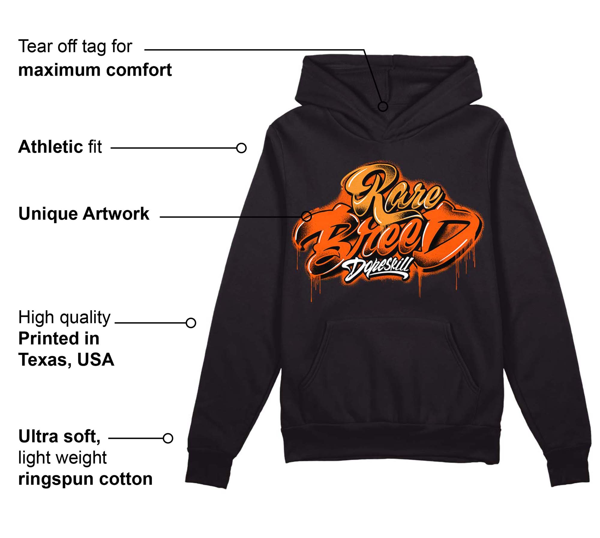 Brilliant Orange 12s superstreetwear Hoodie Sweatshirt Rare Breed Type Graphic