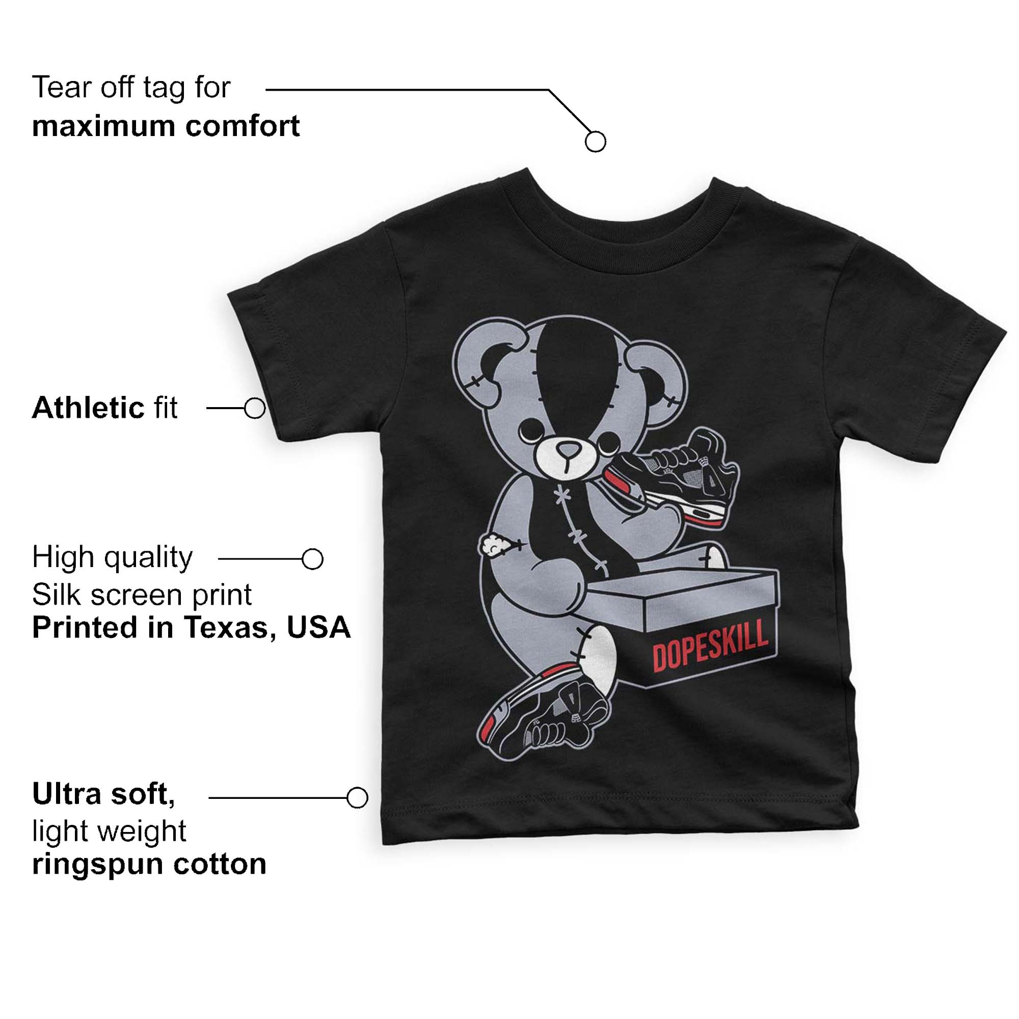 Bred Reimagined 4s superstreetwear Toddler Kids T-shirt Sneakerhead BEAR Graphic