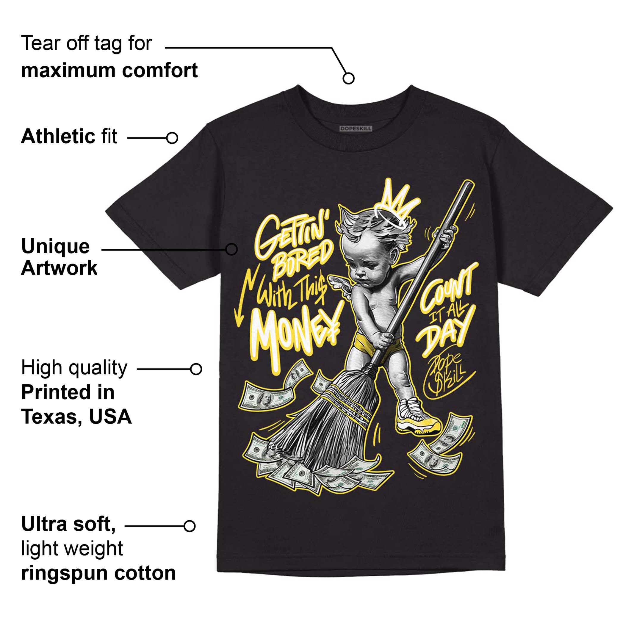 Yellow Snakeskin 11s superstreetwear T-Shirt Gettin Bored With This Money Graphic