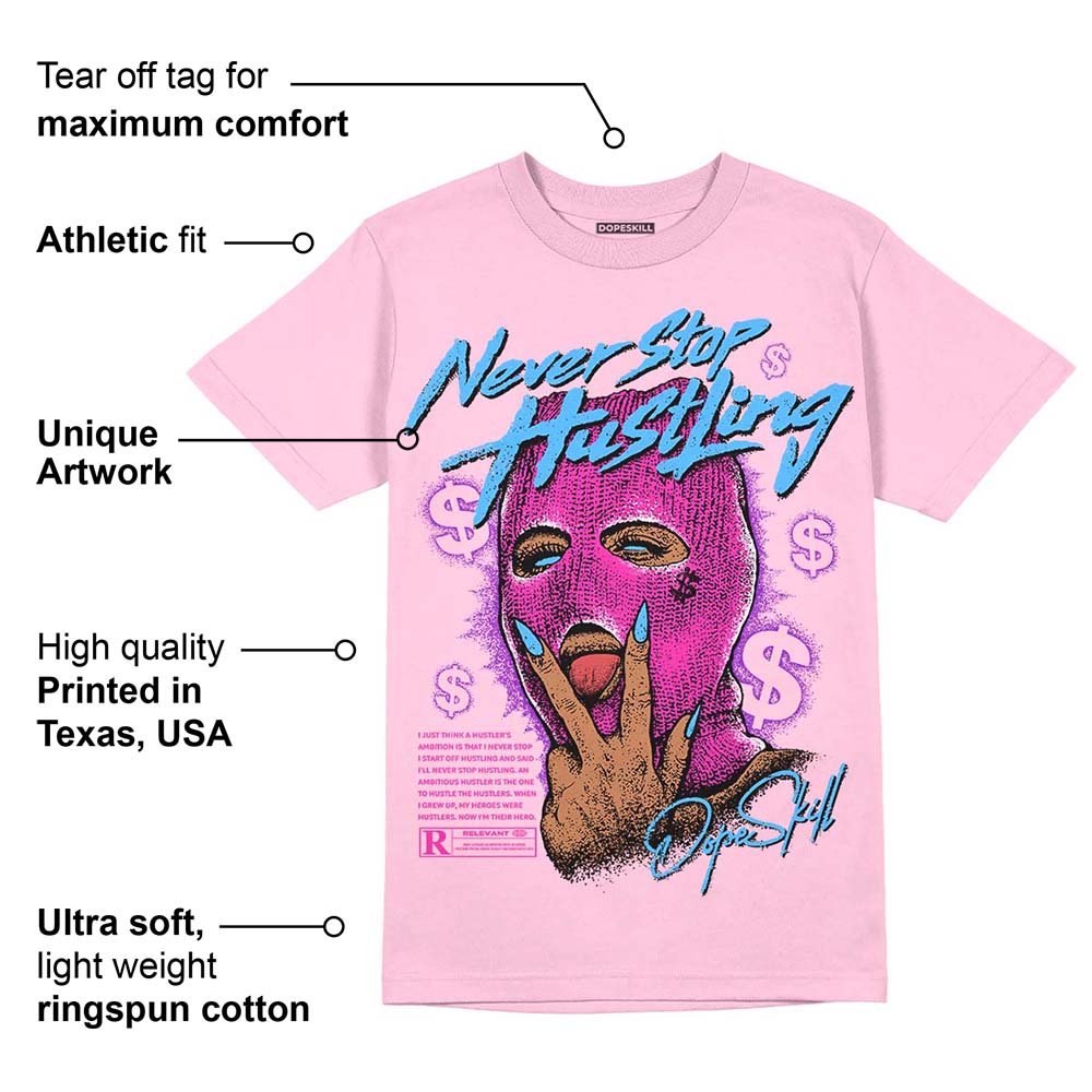 Pink Collection superstreetwear Pink T-shirt Never Stop Hustling Graphic