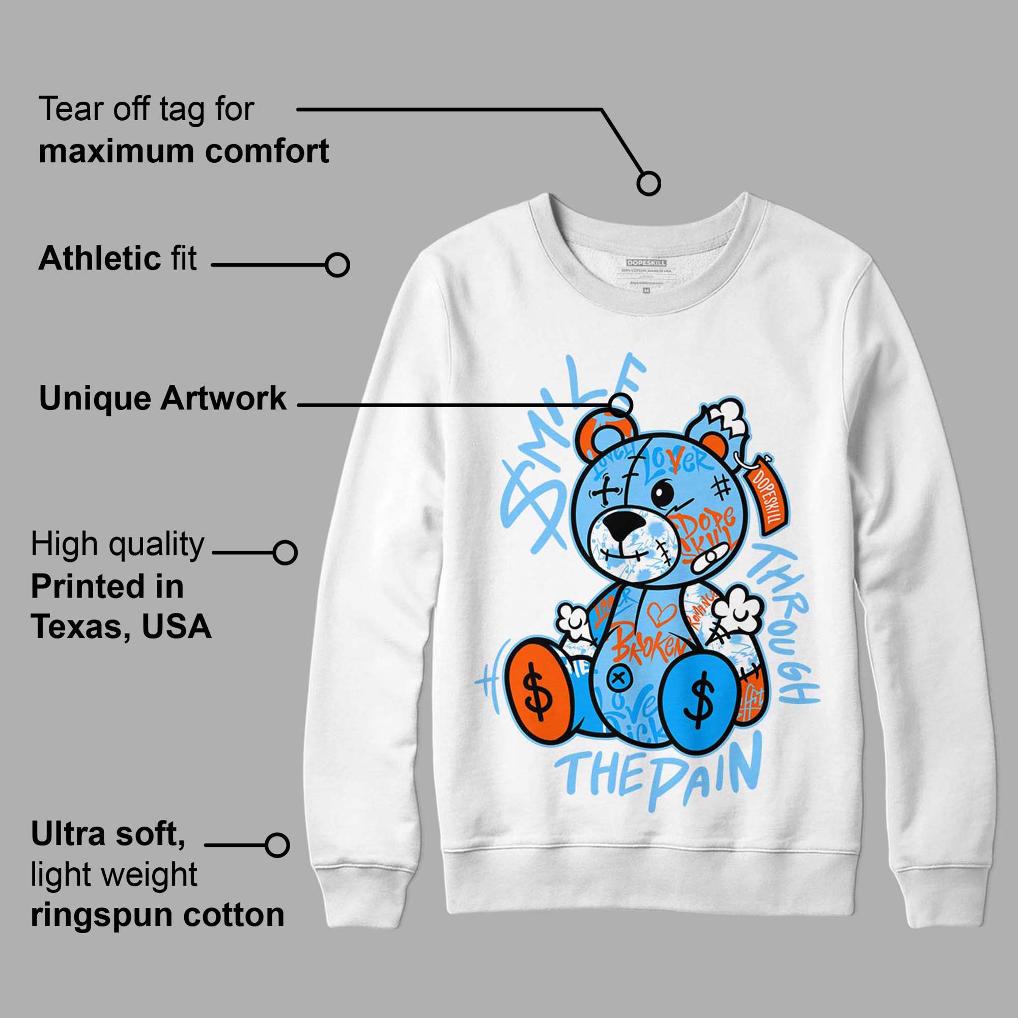 Dunk Low Futura University Blue superstreetwear Sweatshirt Smile Through The Pain Graphic