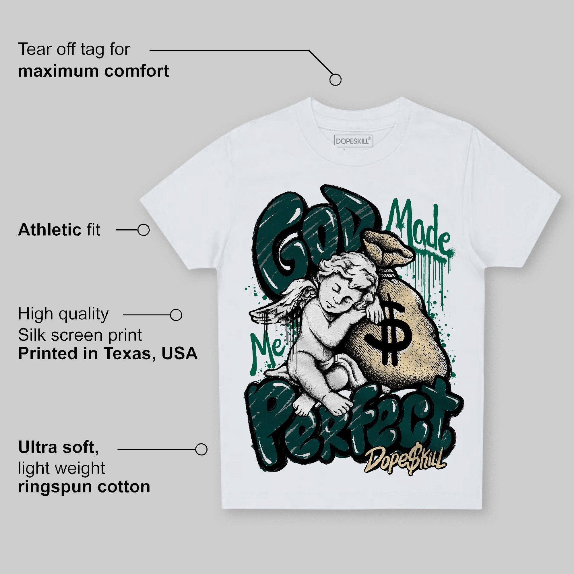 Oxidized Green 4s superstreetwear Toddler Kids T-shirt God Made Me Perfect Graphic