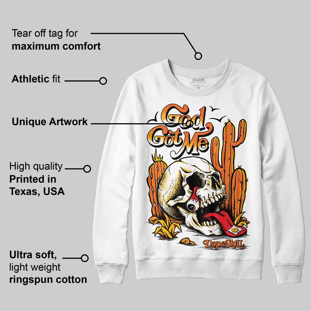 Orange Black White superstreetwear Sweatshirt God Got Me Graphic