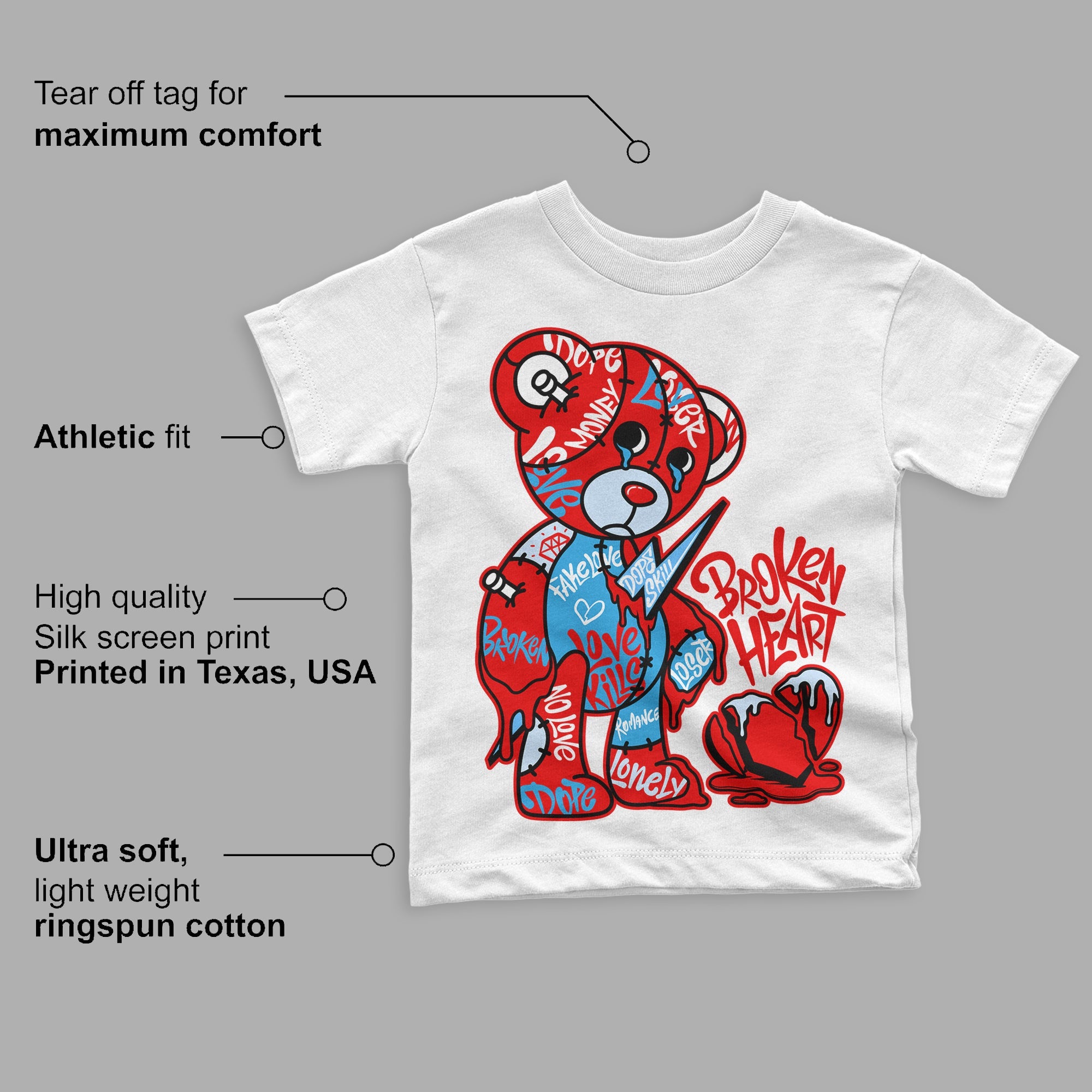 Cherry 11s superstreetwear Toddler Kids T-shirt Broken Heart Graphic