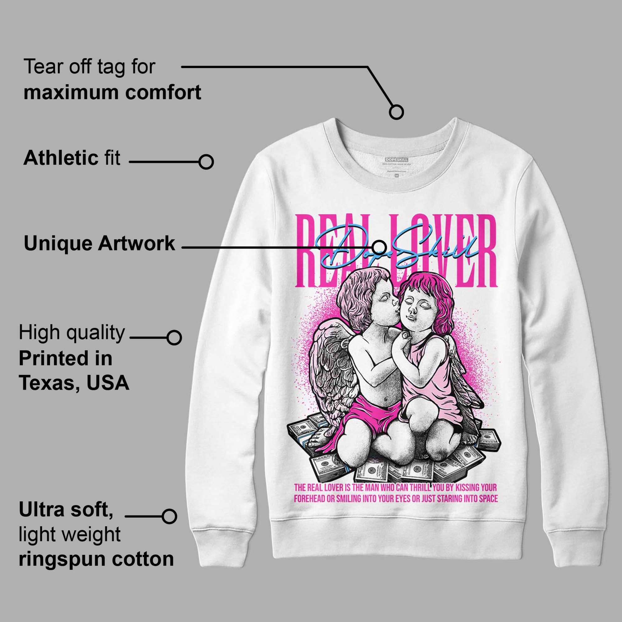 Pink Collection superstreetwear Sweatshirt Real Lover Graphic