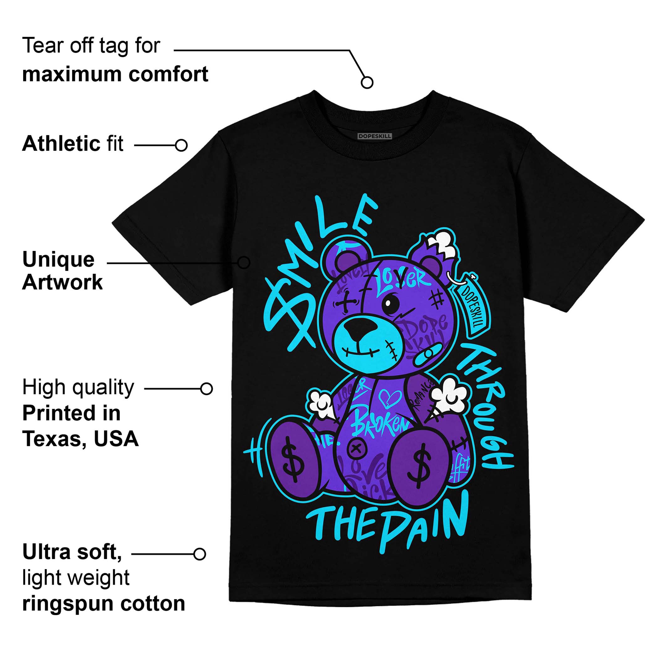 Aqua 6s superstreetwear T-Shirt Smile Through The Pain Graphic