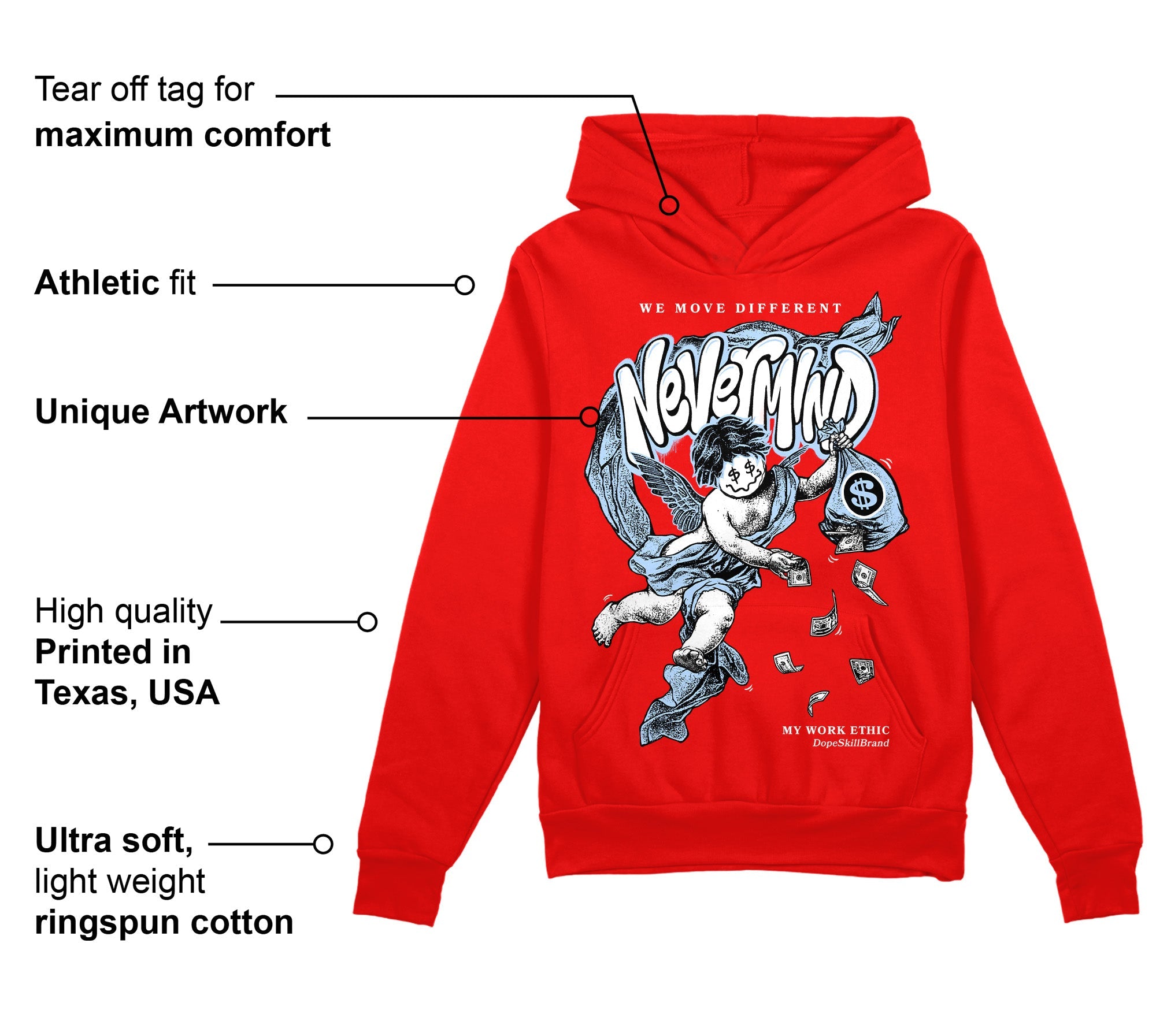 Cherry 11s superstreetwear Varsity Red Hoodie Sweatshirt Nevermind Graphic