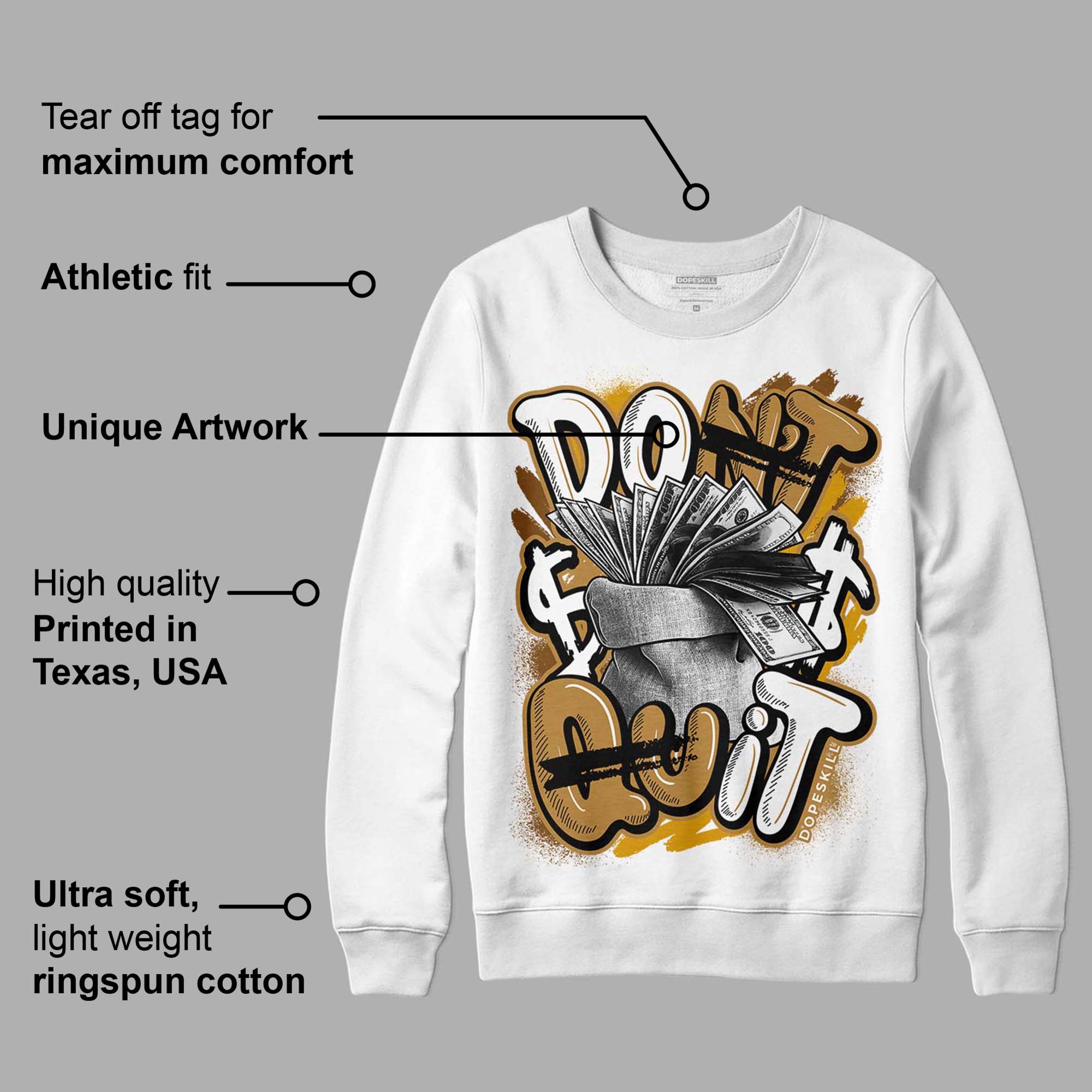 Wheat 13s superstreetwear Sweatshirt Don't Quit Graphic