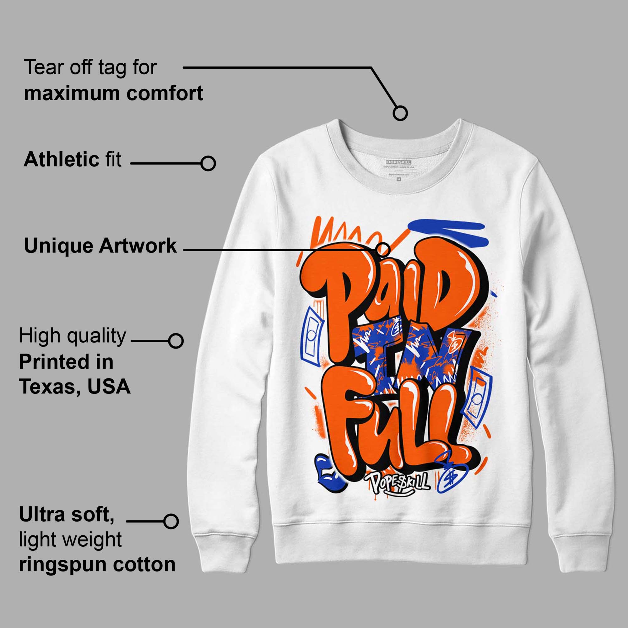 Dunk Low Futura Orange Blaze superstreetwear Sweatshirt New Paid In Full Graphic