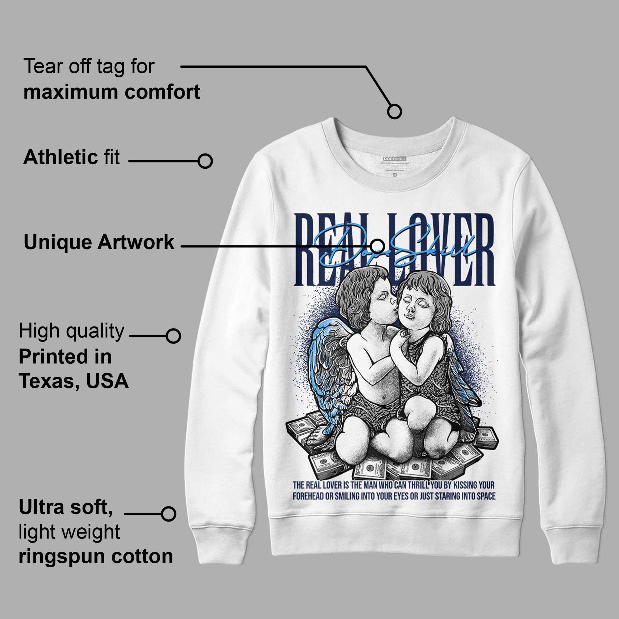 Midnight Navy 3s superstreetwear Sweatshirt Real Lover Graphic