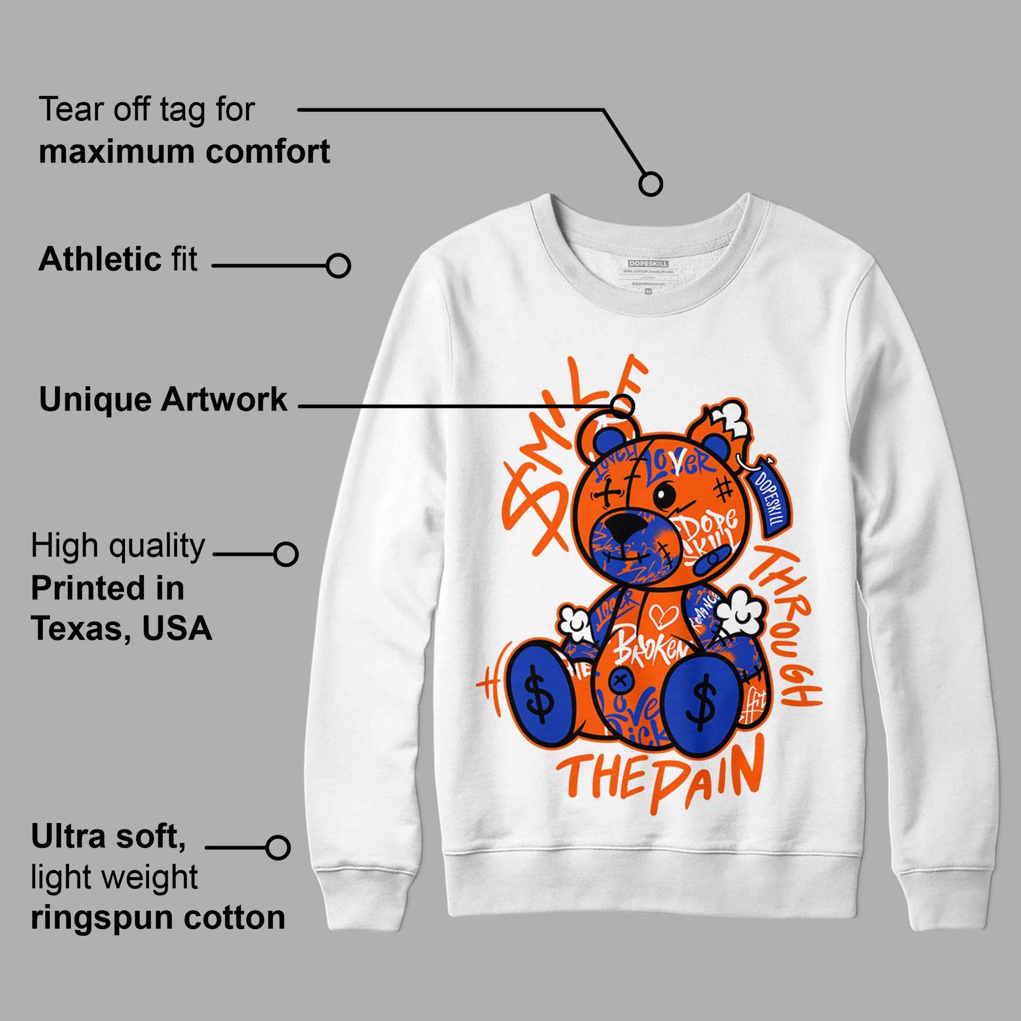 Dunk Low Futura Orange Blaze superstreetwear Sweatshirt Smile Through The Pain Graphic