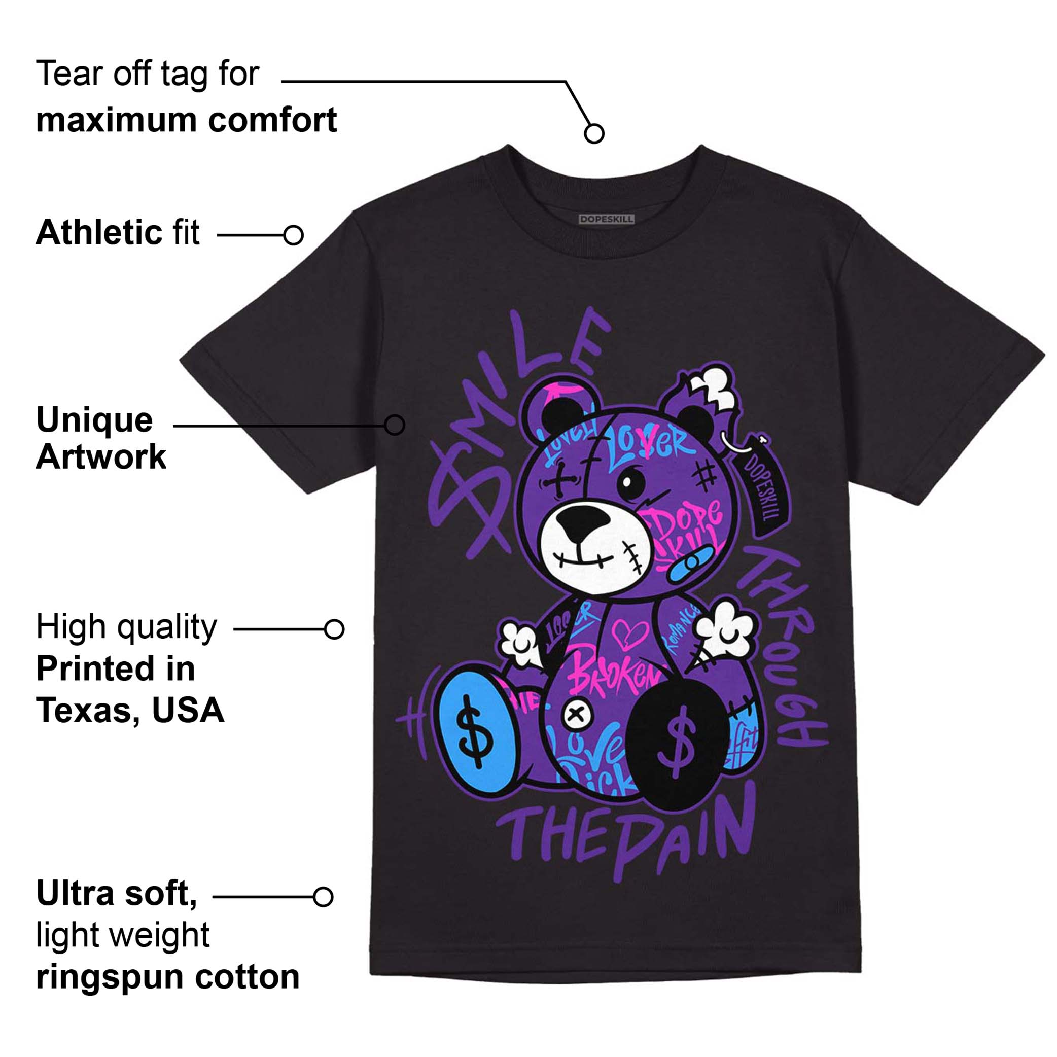 PURPLE Collection superstreetwear T-Shirt Smile Through The Pain Graphic