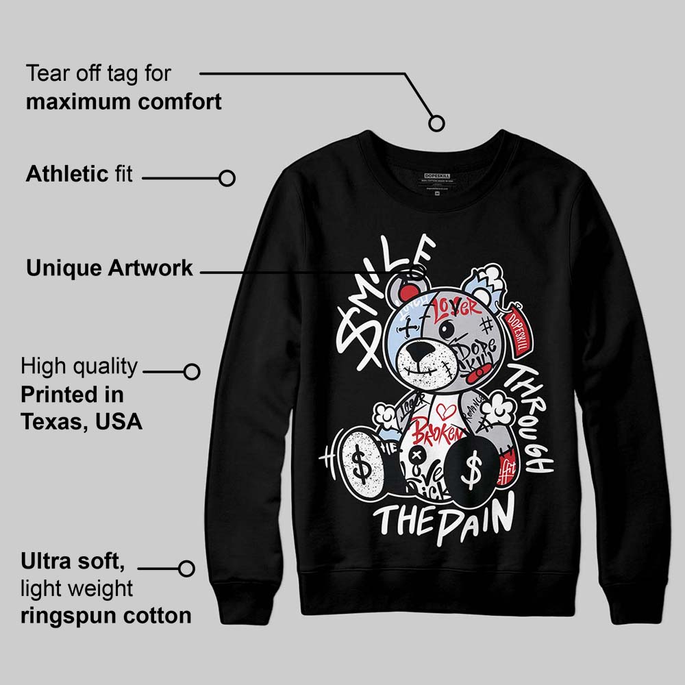 Black Metallic Reimagined 5s superstreetwear Sweatshirt Smile Through The Pain Graphic