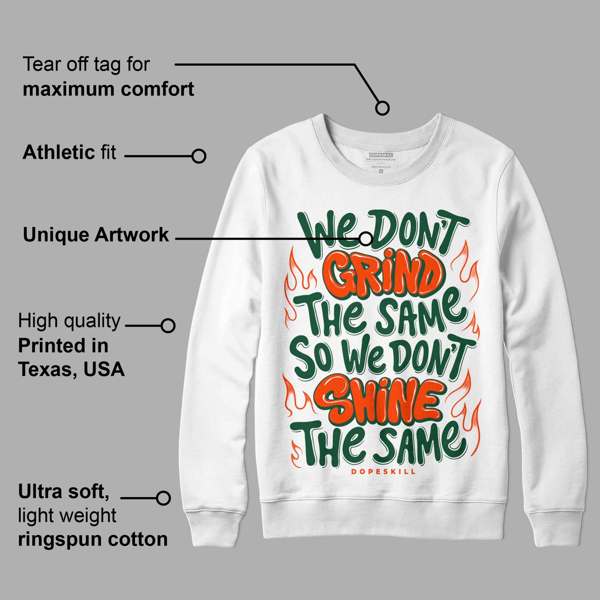 Dunk Low Team Dark Green Orange superstreetwear Sweatshirt Grind Shine Graphic