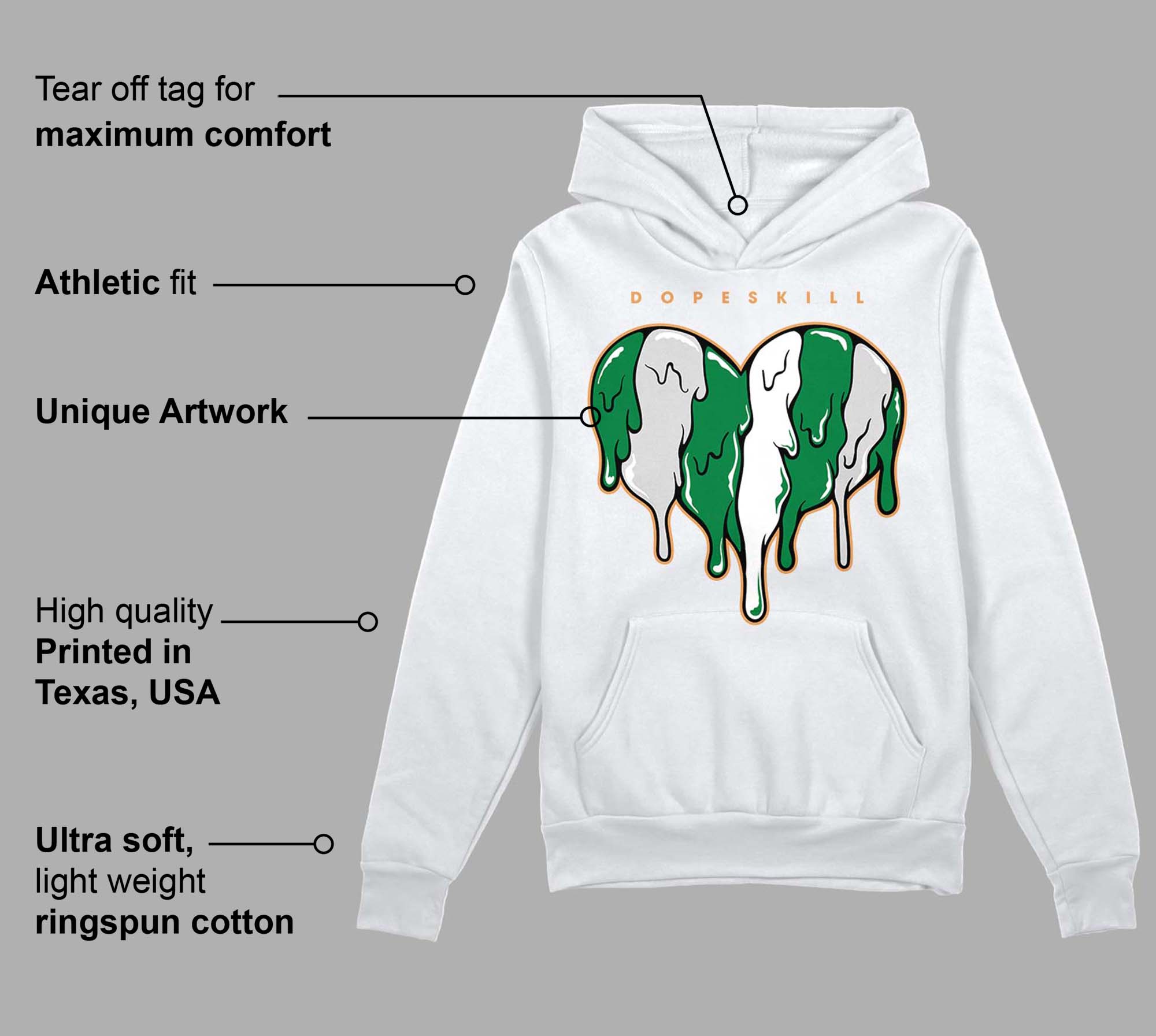 Pine Green 4s superstreetwear Hoodie Sweatshirt Slime Drip Heart Graphic