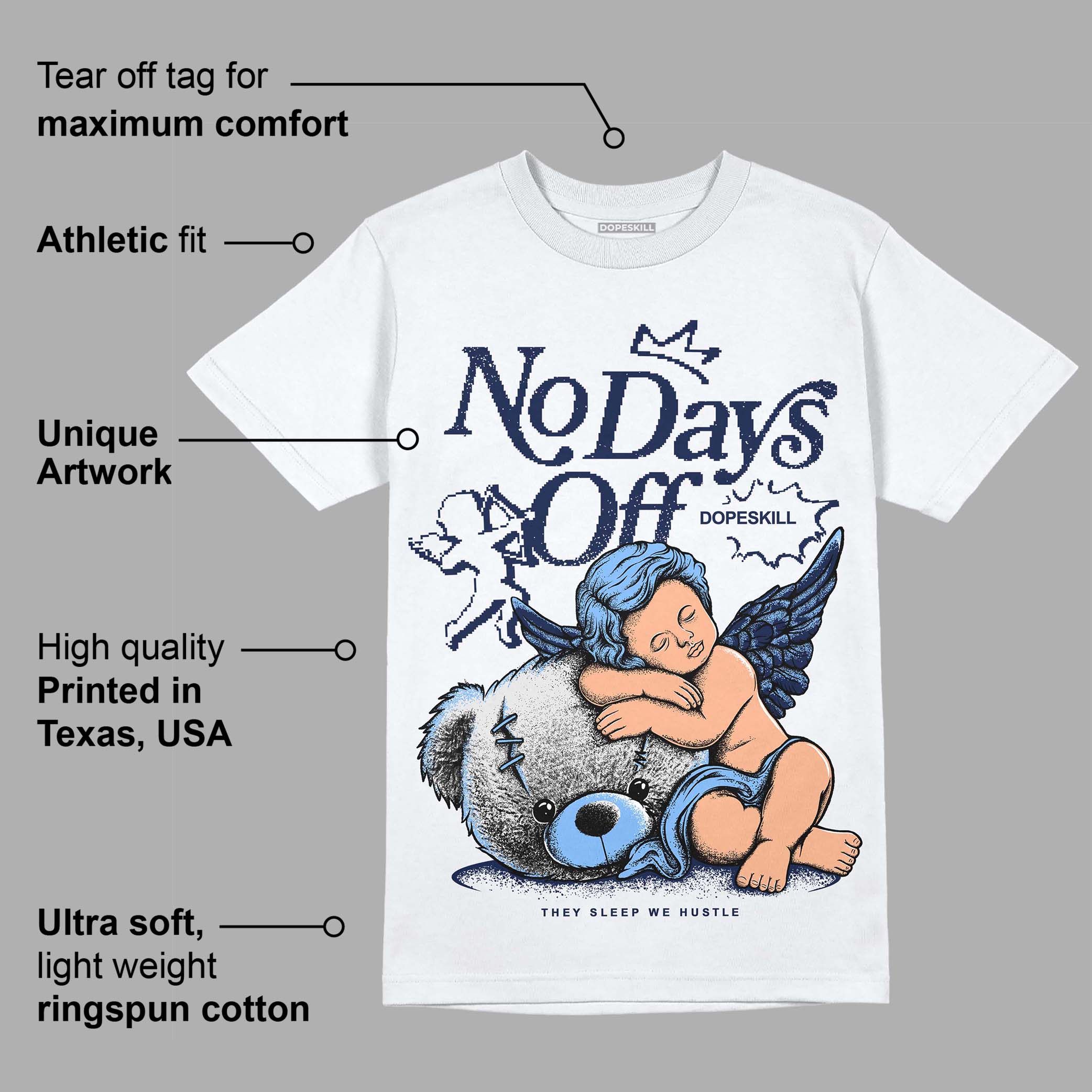 Midnight Navy 5s superstreetwear T-Shirt New No Days Off Graphic