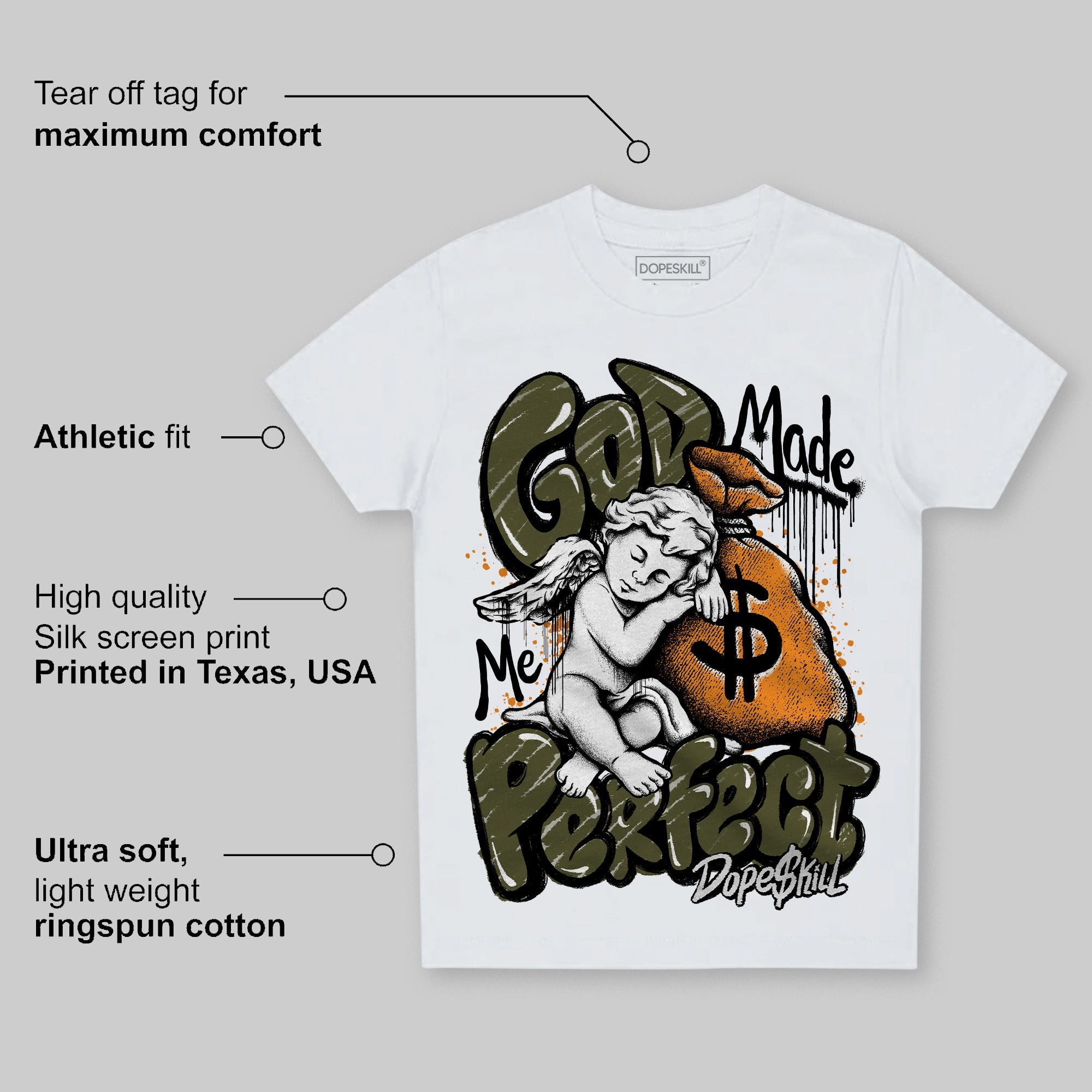 Olive 5s superstreetwear Toddler Kids T-shirt God Made Me Perfect Graphic
