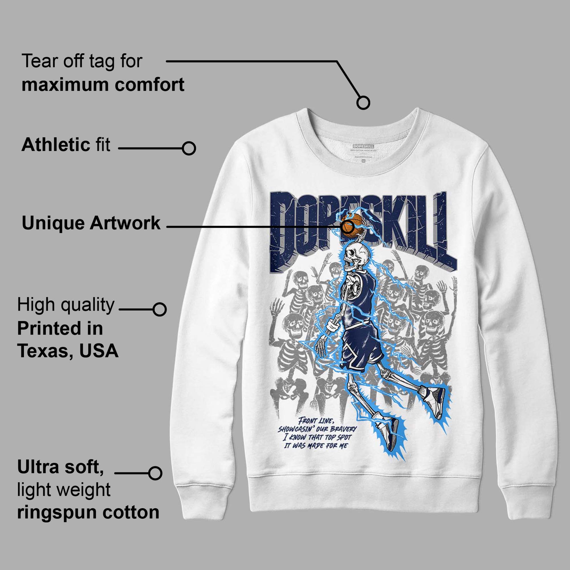 Midnight Navy 3s superstreetwear Sweatshirt Thunder Dunk Graphic