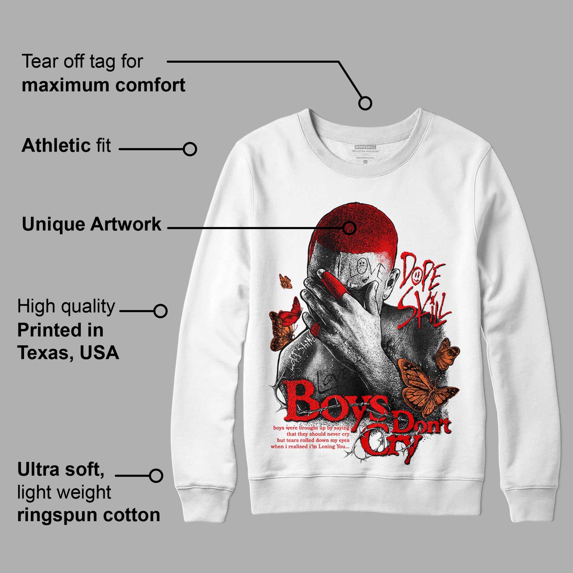 Cherry 12s superstreetwear Sweatshirt Boys Don't Cry Graphic