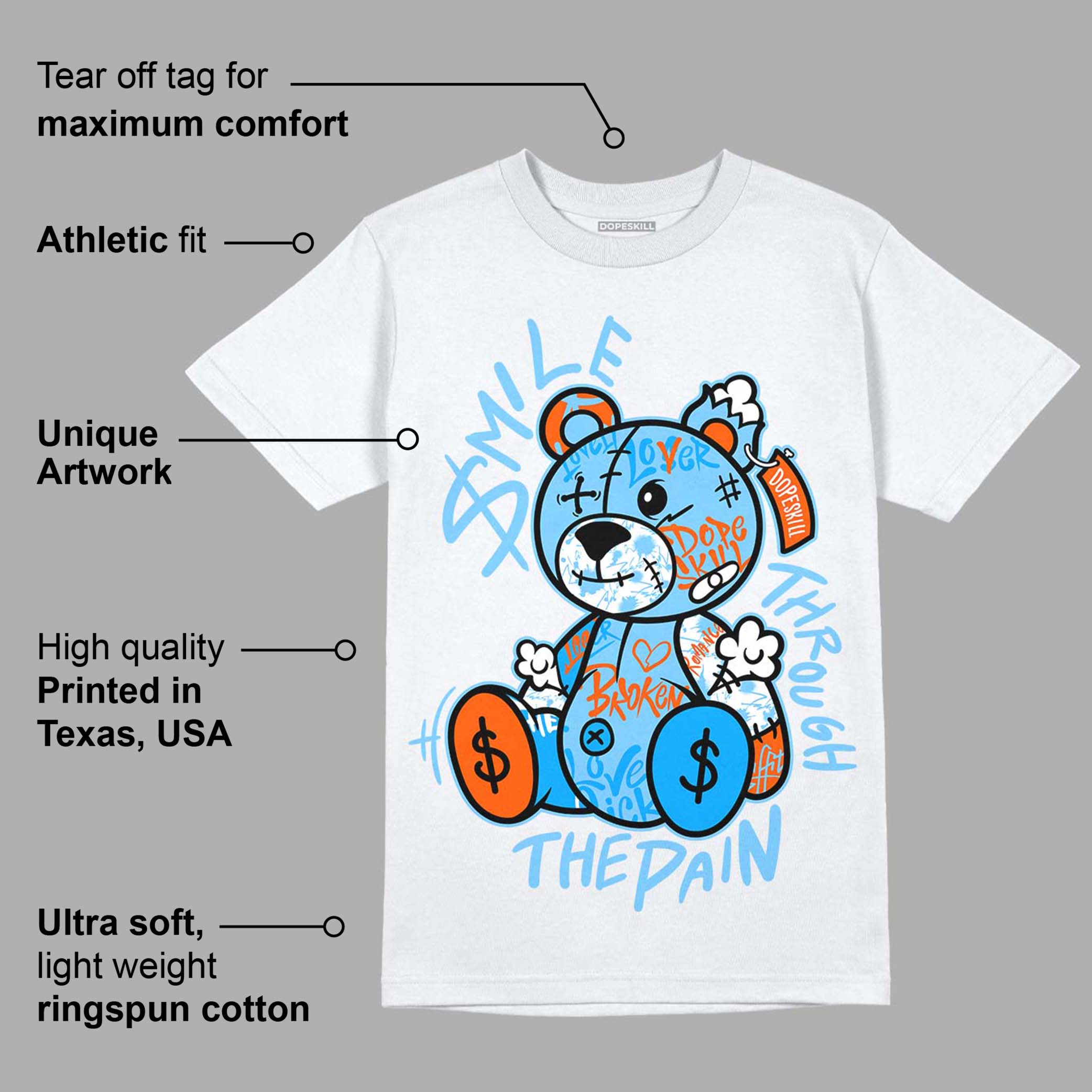 Dunk Low Futura University Blue superstreetwear T-Shirt Smile Through The Pain Graphic