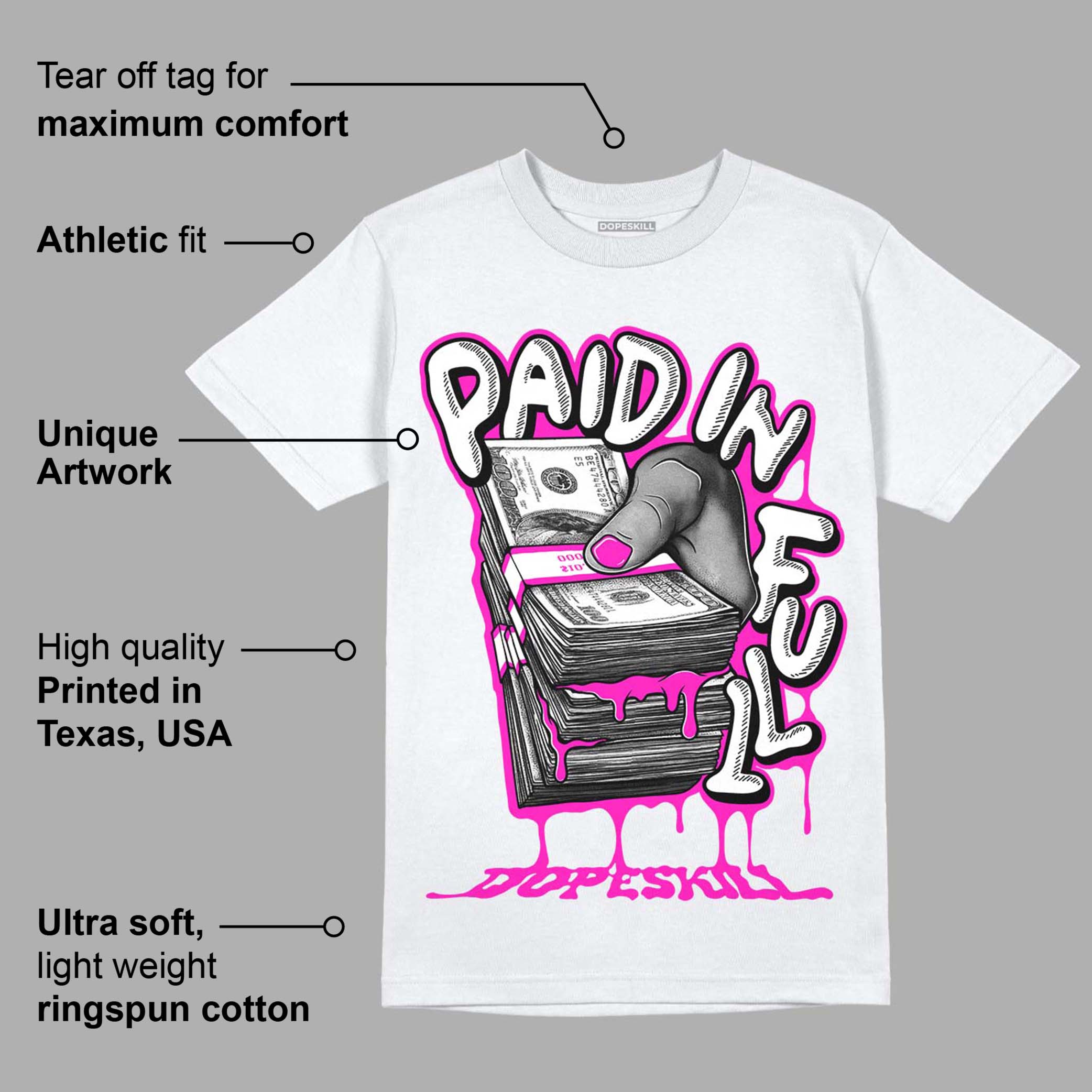 Dunk Low Active Fuchsia superstreetwear T-Shirt Paid In Full Graphic