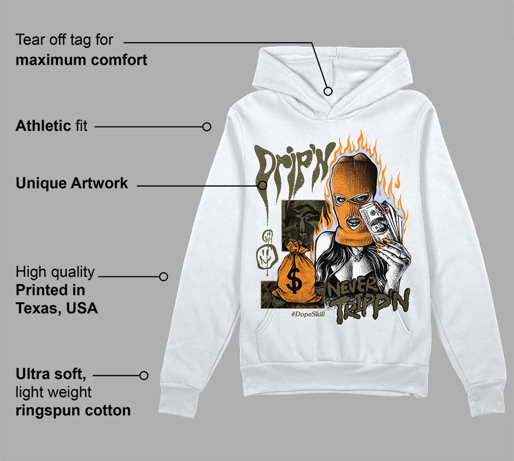 Olive 5s superstreetwear Hoodie Sweatshirt Drip'n Never Tripp'n Graphic