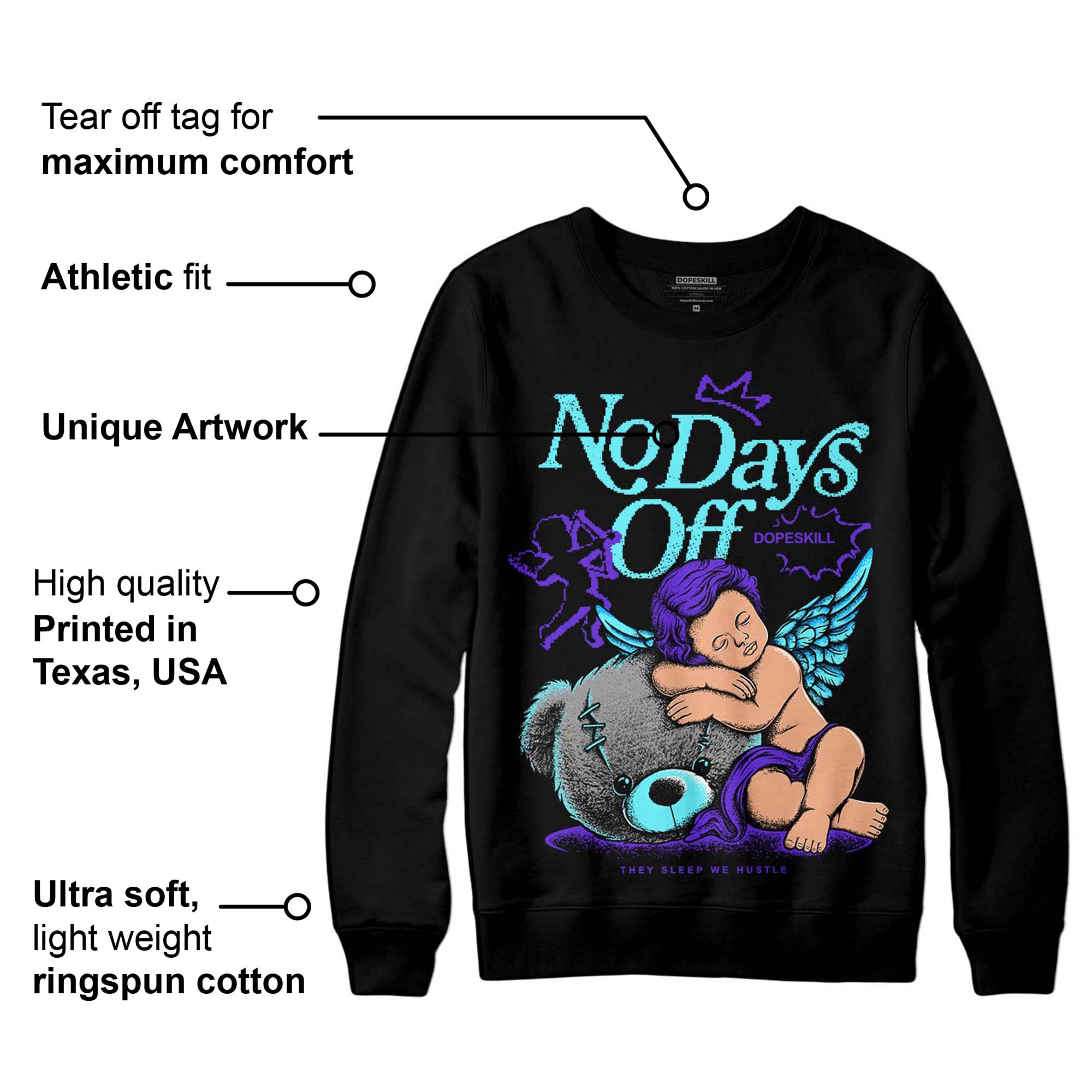 Aqua 6s superstreetwear Sweatshirt New No Days Off Graphic