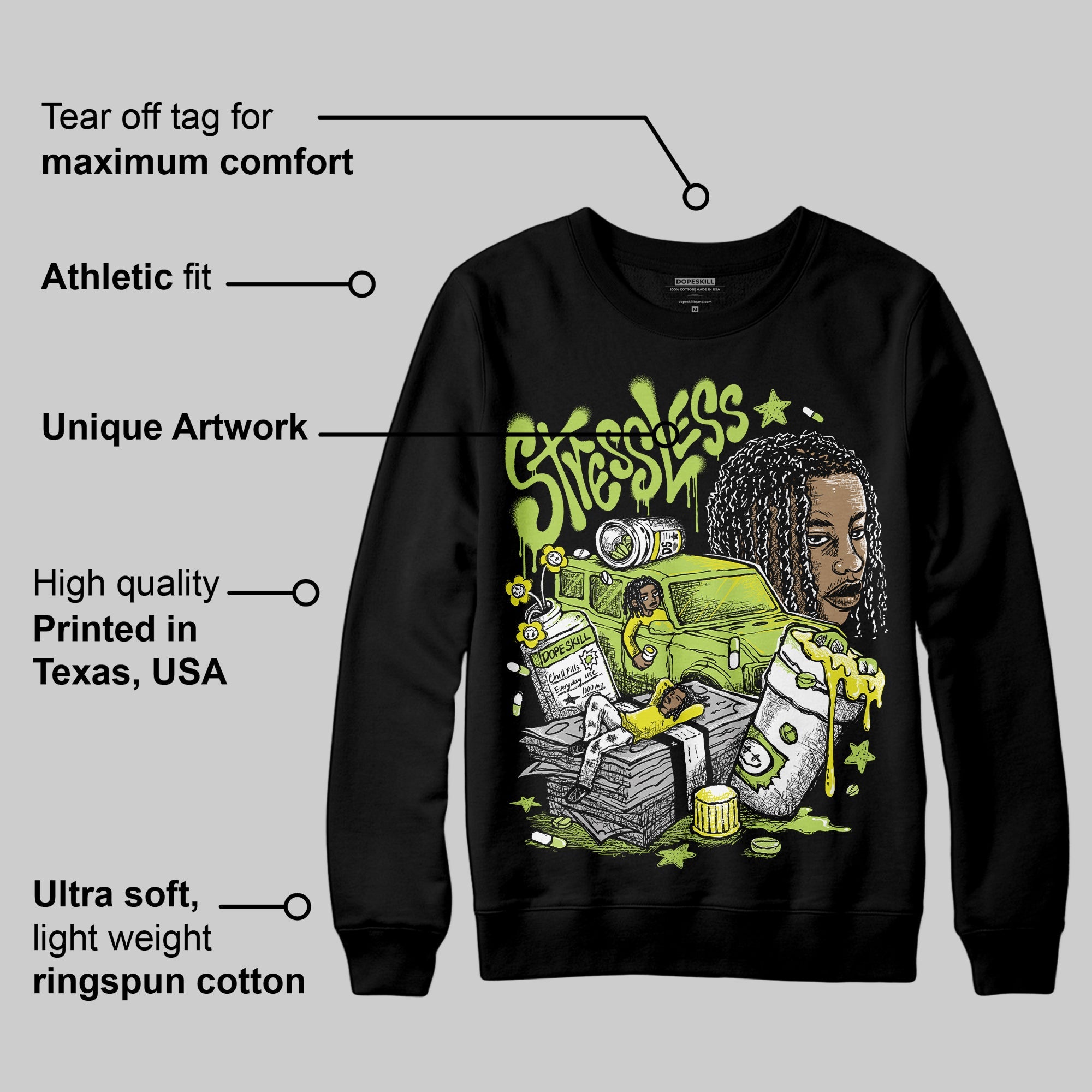 Bright Cactus 13s superstreetwear Sweatshirt Stressless Graphic